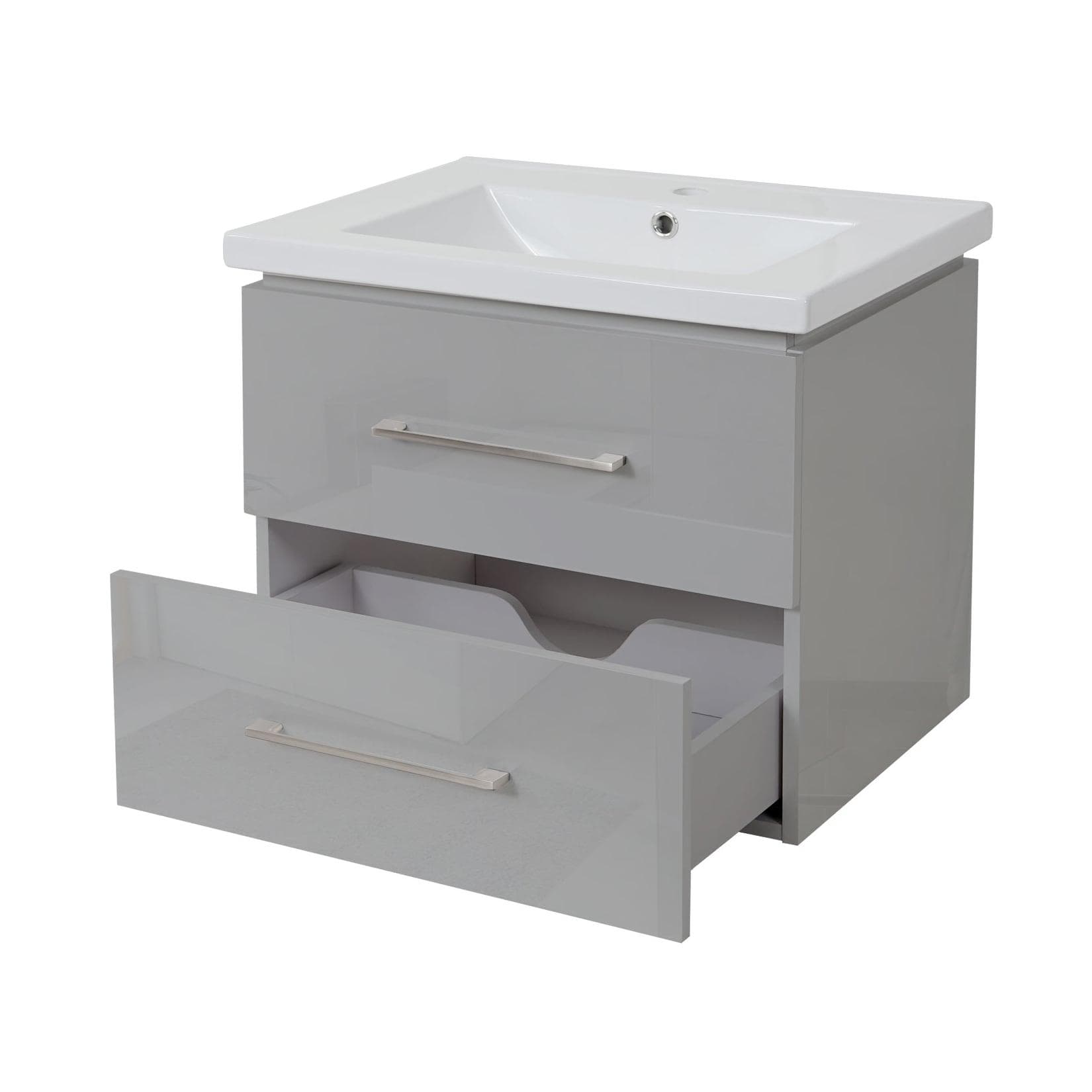 Premium Waschbecken + Unterschrank MCW-D16, Waschbecken Waschtisch, hochglanz 60cm ~ grau