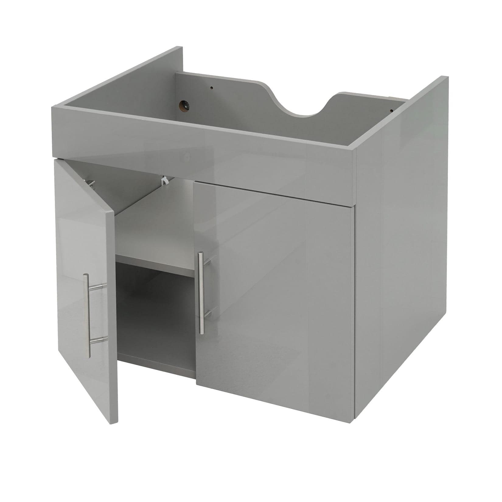 MCW Waschbeckenunterschrank Grau Hochglanz Wandmontage