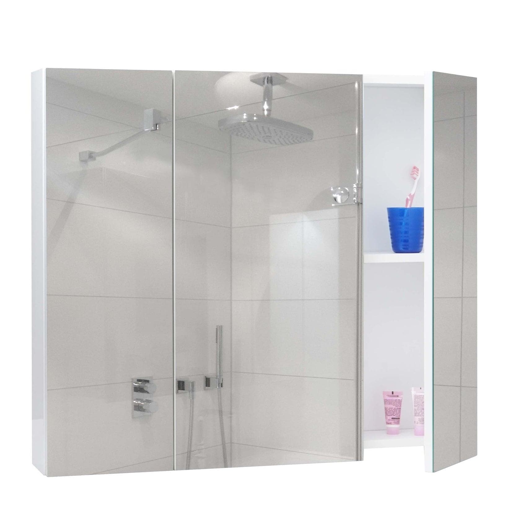 MCW Badezimmerspiegelschrank Weiß Hochglanz-Optik