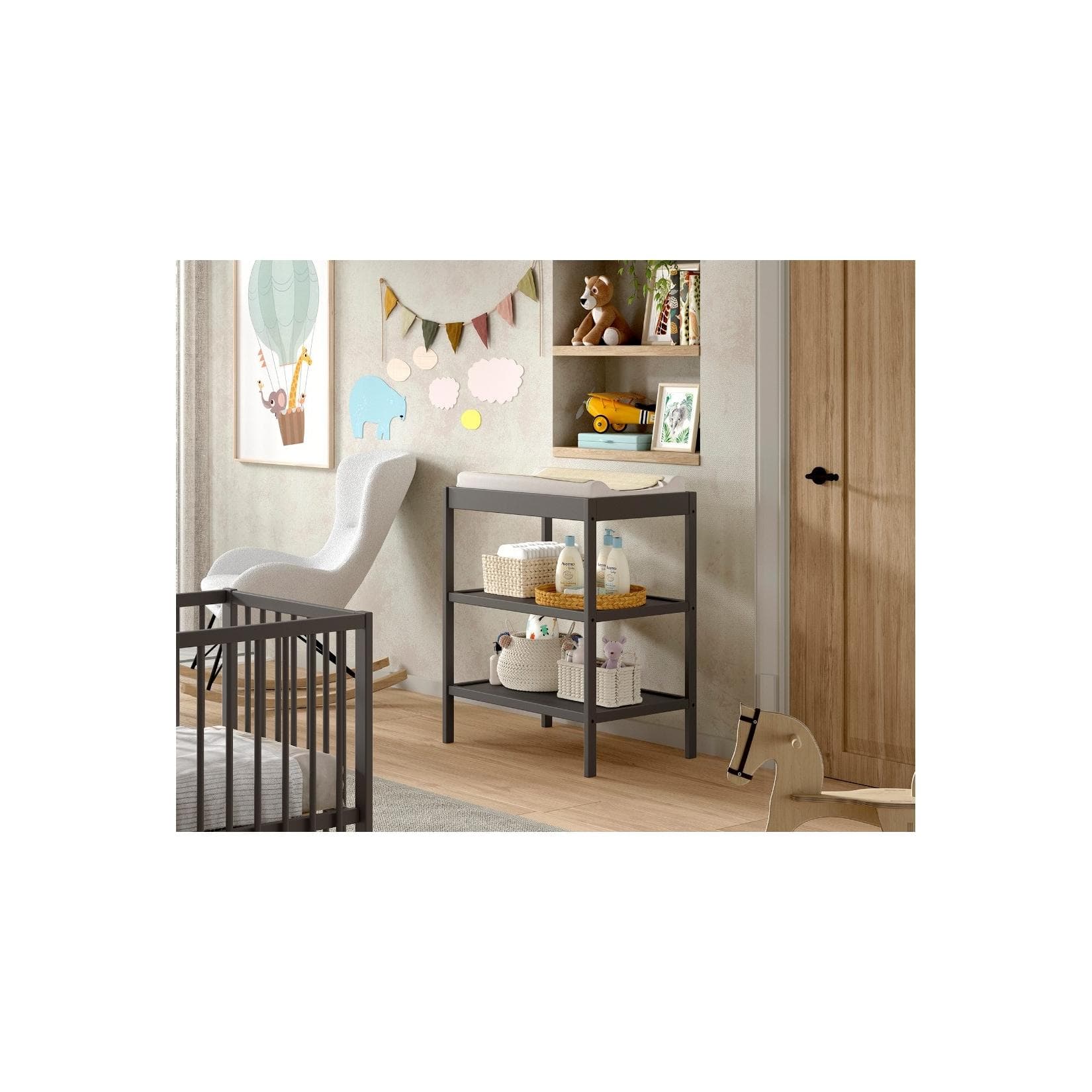 VIPACK Dino Mehrzweckregal Buche Anthrazit Wickel- & Beistellregal