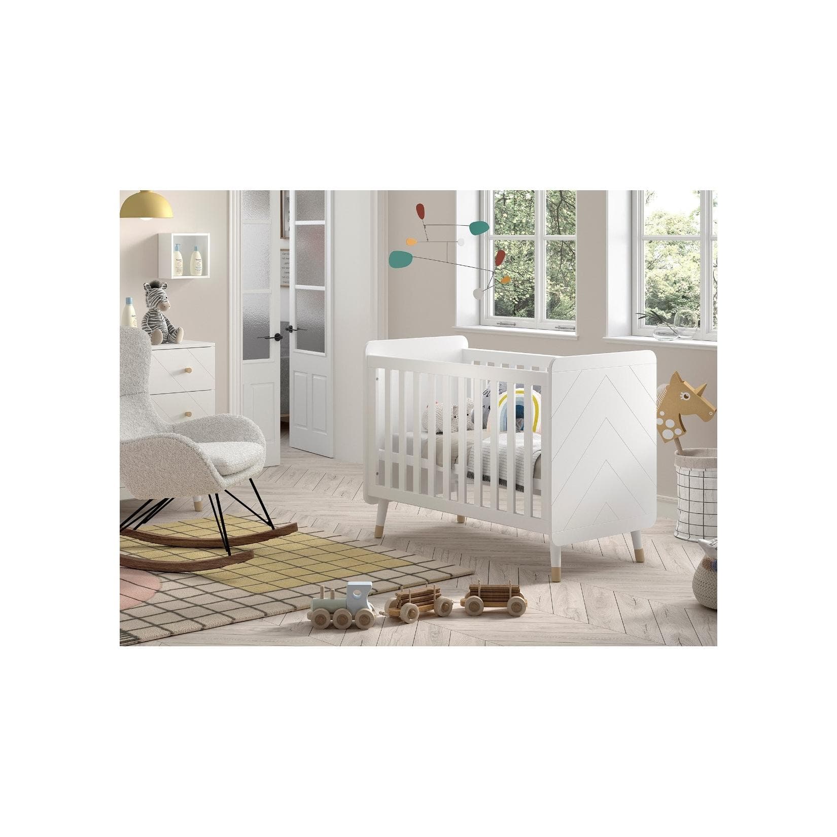 VIPACK Billy Babybett 60x120 cm Weiß mit verstellbarem Lattenrost