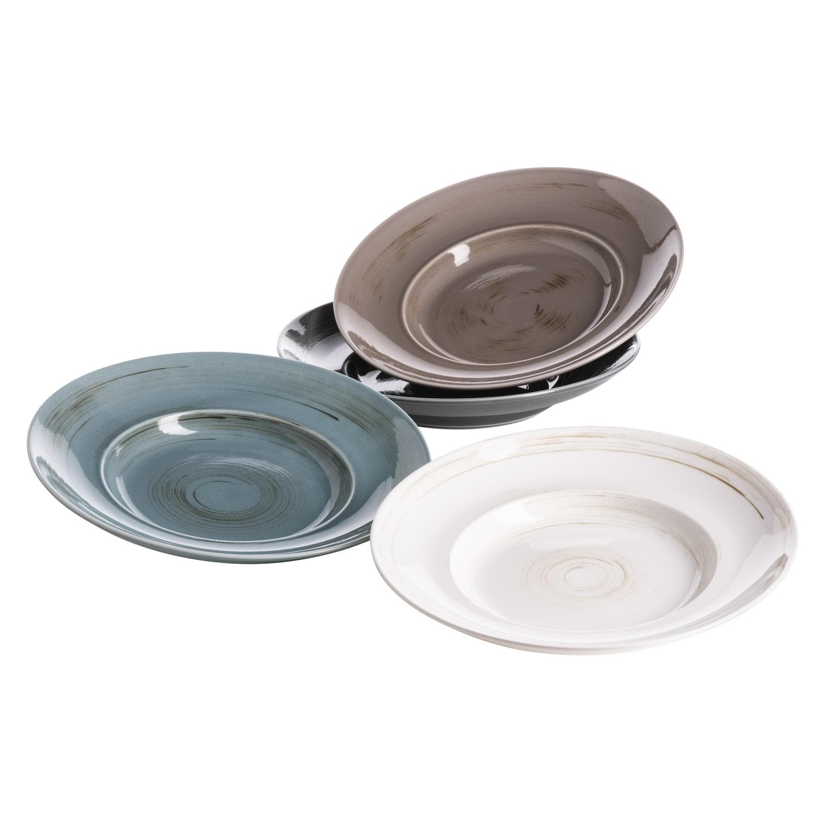 Mäser Pastateller-Set 4-tlg. Beige, Hellblau, Weiß, Dunkelgrau Durable Porzellan