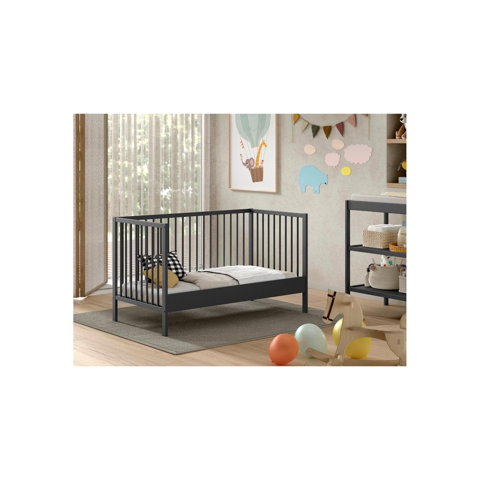 Vipack Dino Babybett: Massivholz, Verstellbarer Lattenrost, Umbaubar