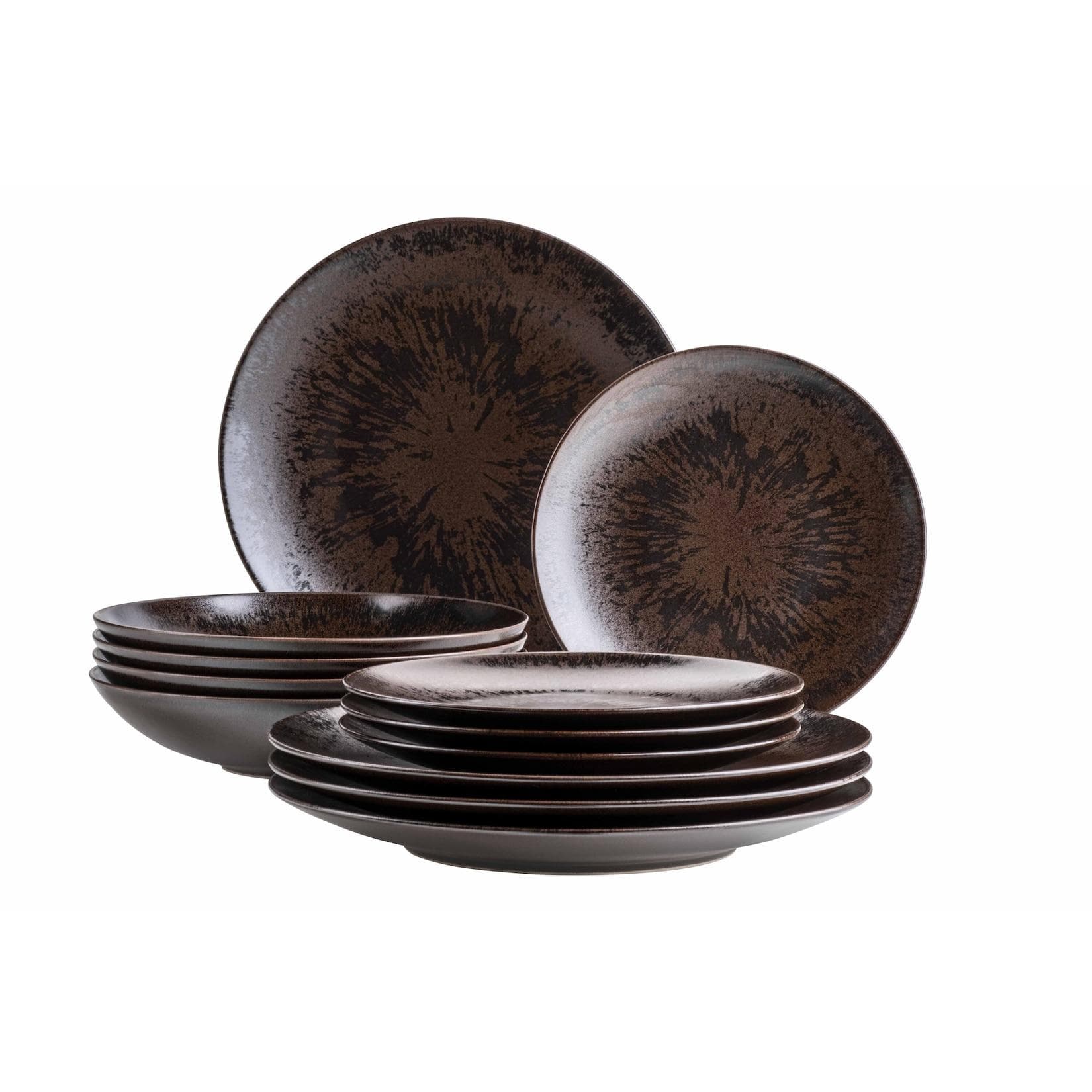 Mäser Tafelservice Keramik Metallic Bronze Schwarz Braun