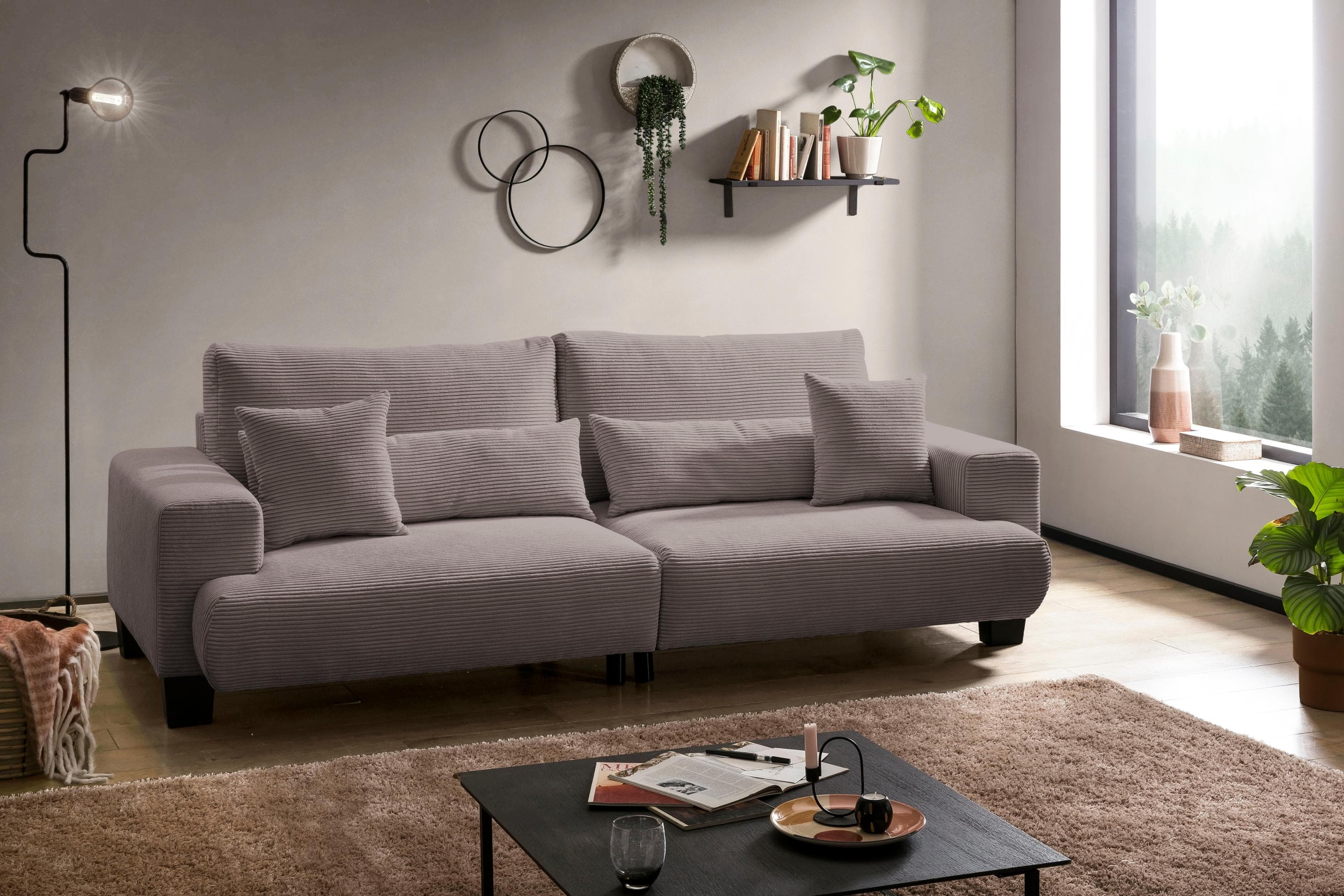 Big-Sofa EXXPO Big Ayo Cappuccino Cord mit Kissen