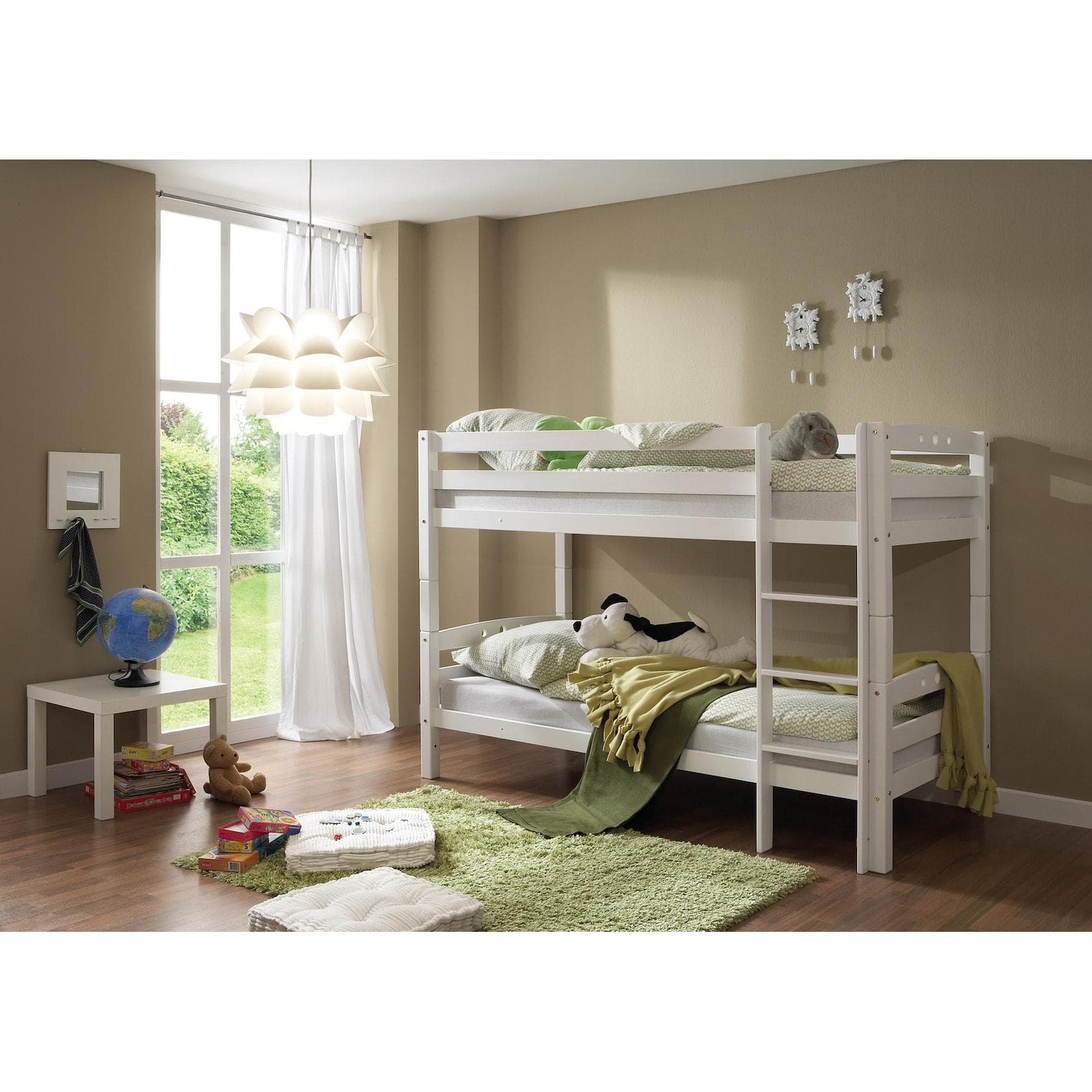 TICAA Etagenbett Weiß Massiv Buche