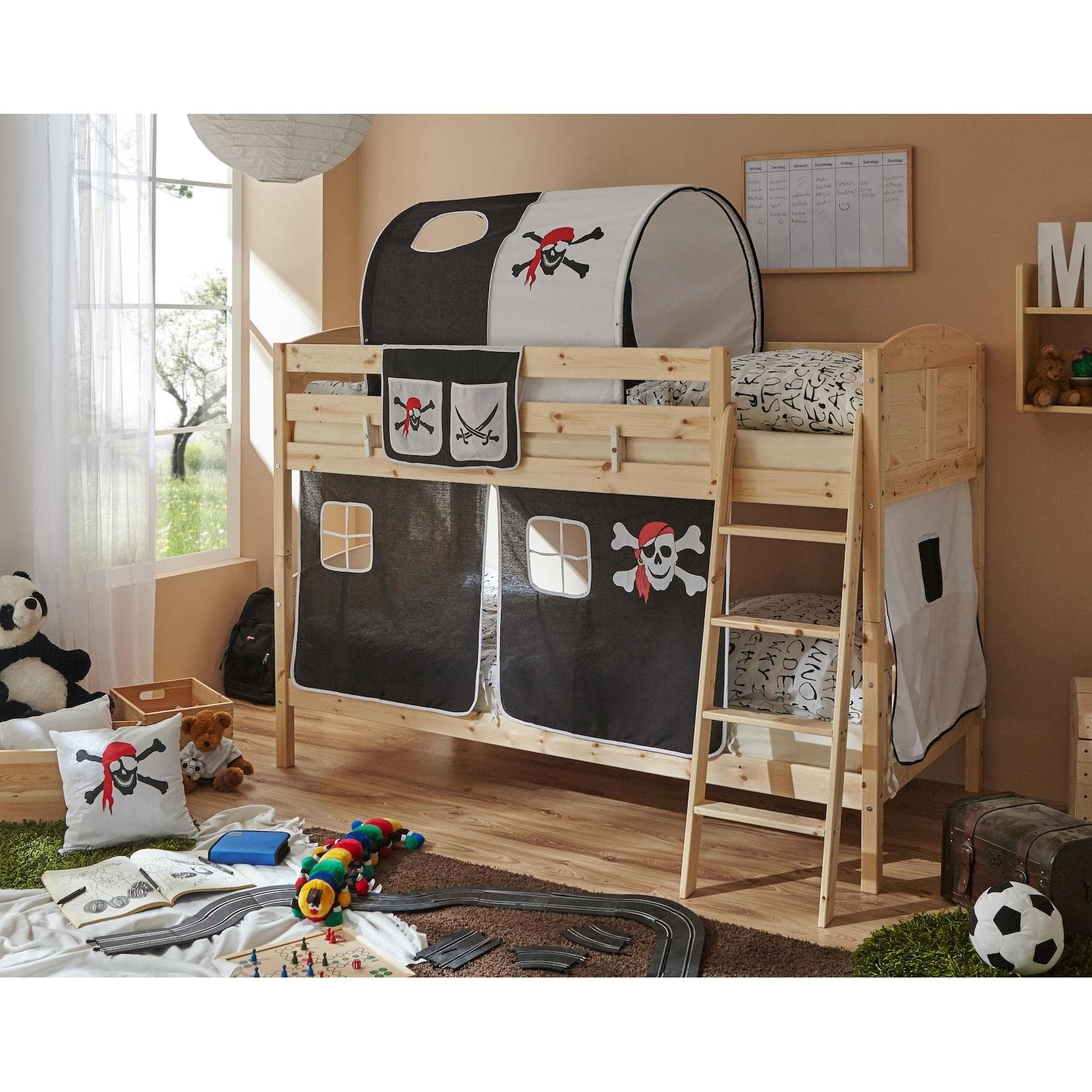 TiCAA Etagenbett Erni Country Kiefer Natur Landhausstil