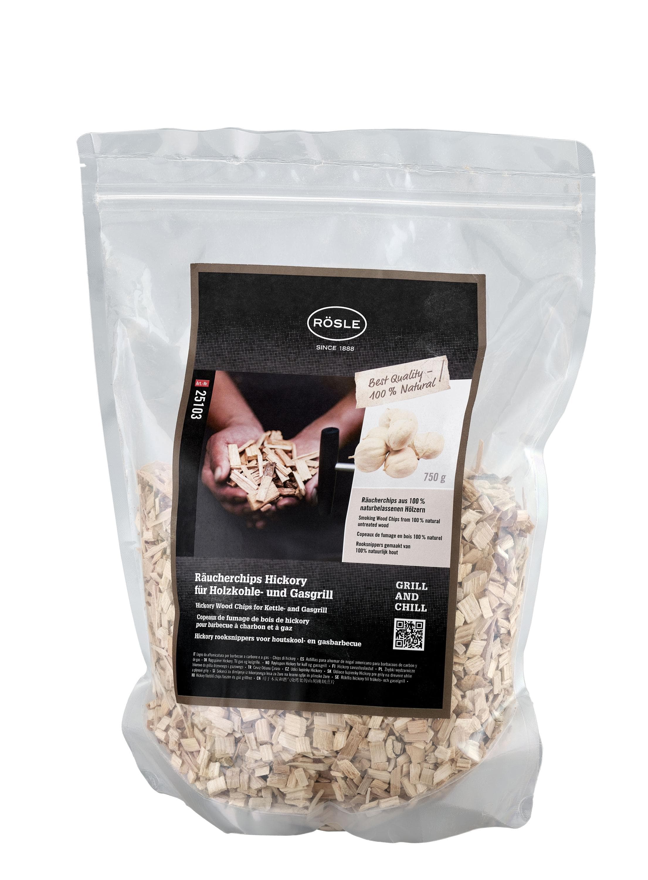 RÖSLE Räucherspäne Hickory, Apfel, Kirsch oder Buchenholz für Grill und Smoker