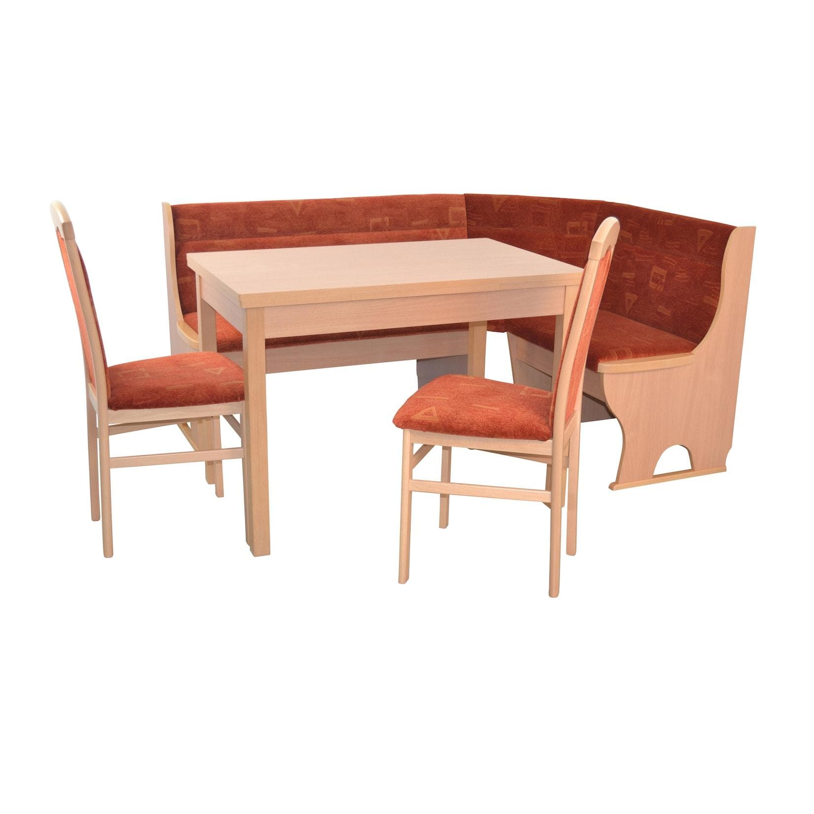 möbel-direkt.de Eckbankgruppe 4tlg. Rot/Grün/Beige mit Stauraum und Auszugsfunktion