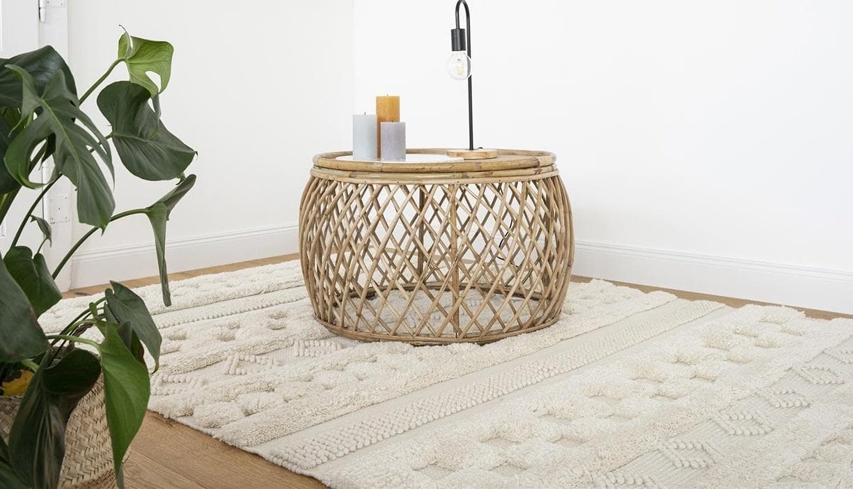 ME GUSTA Wollteppich Boho Natur Handgewebt