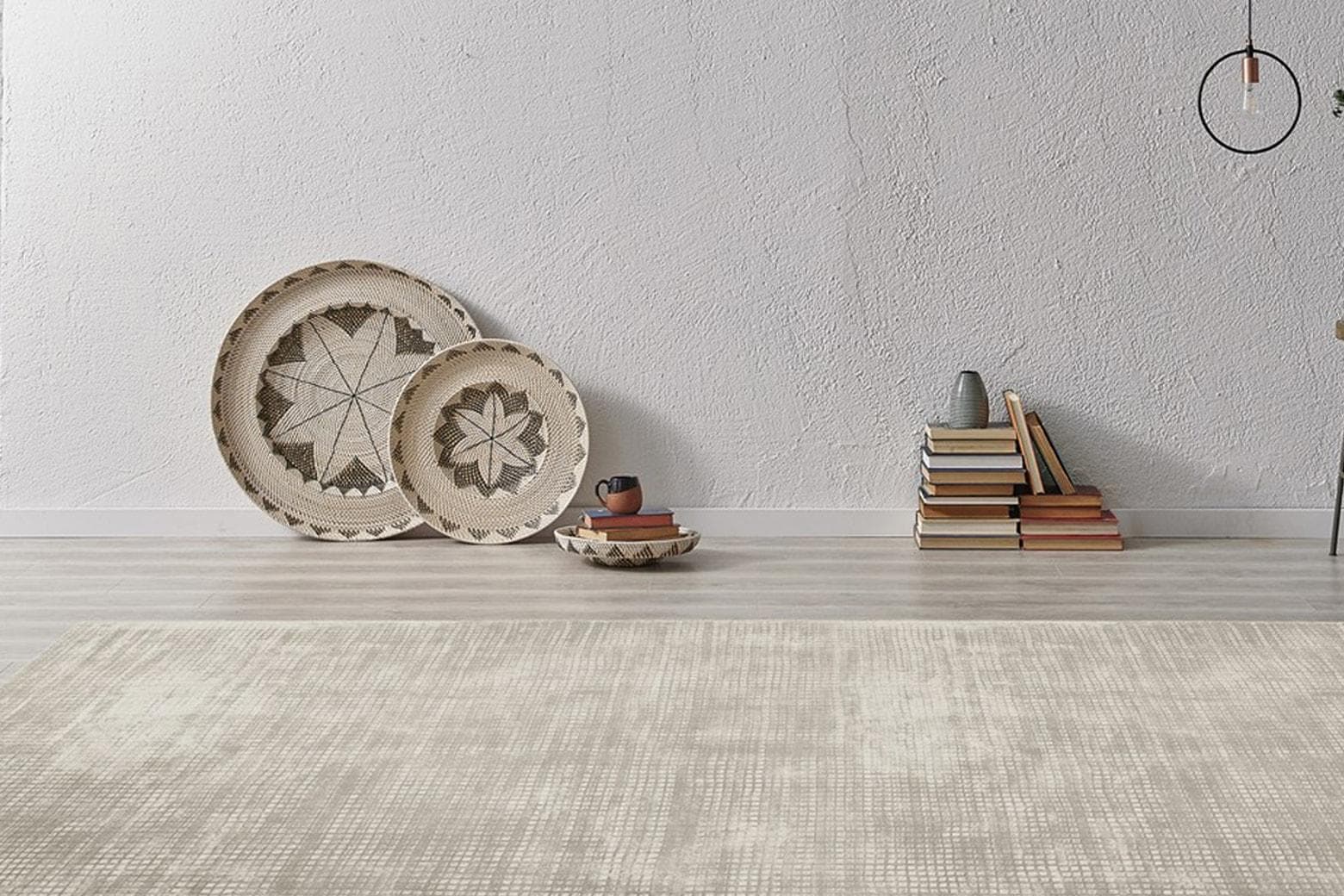 Padiro Bridget Kurzflor Teppich in Creme: Hoch-Tief-Struktur mit Vintage Look