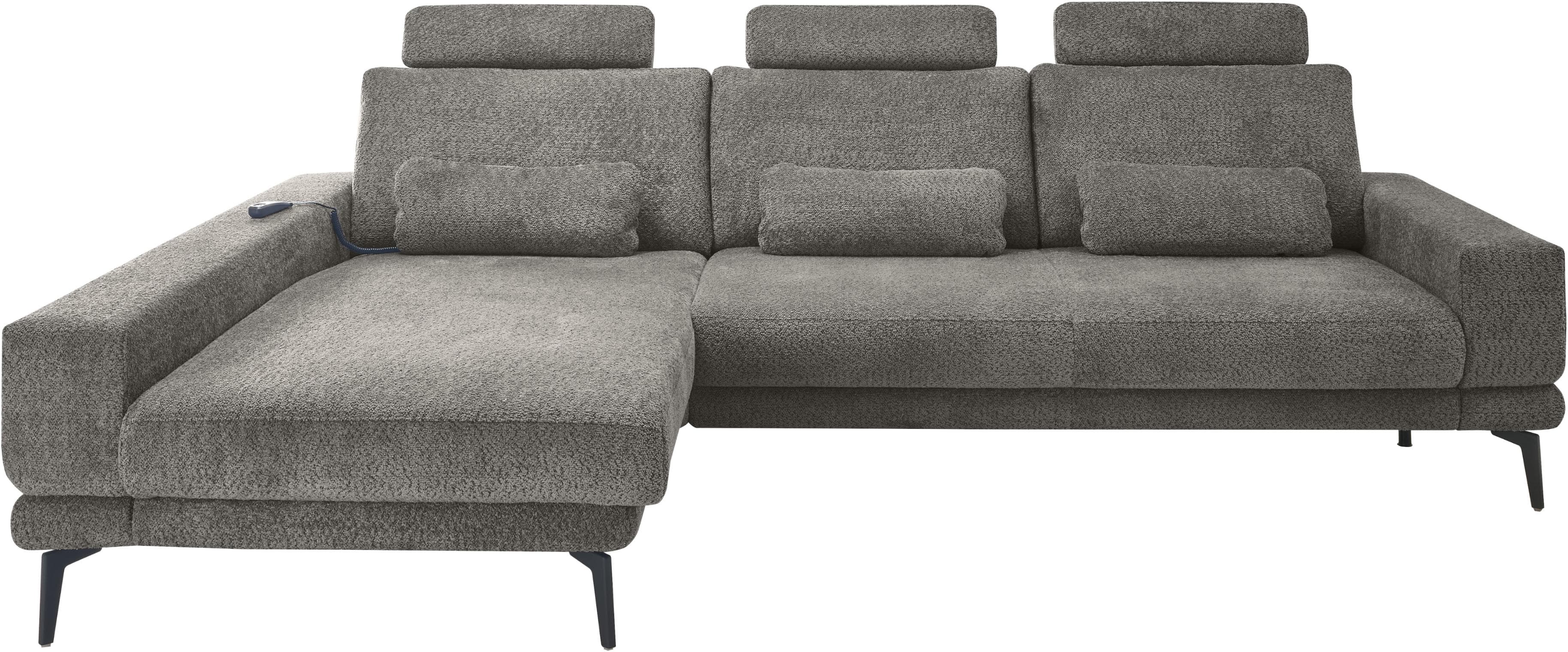 SET ONE by Musterring Ecksofa SO 3600 Grau mit Motor & Kopfstützen