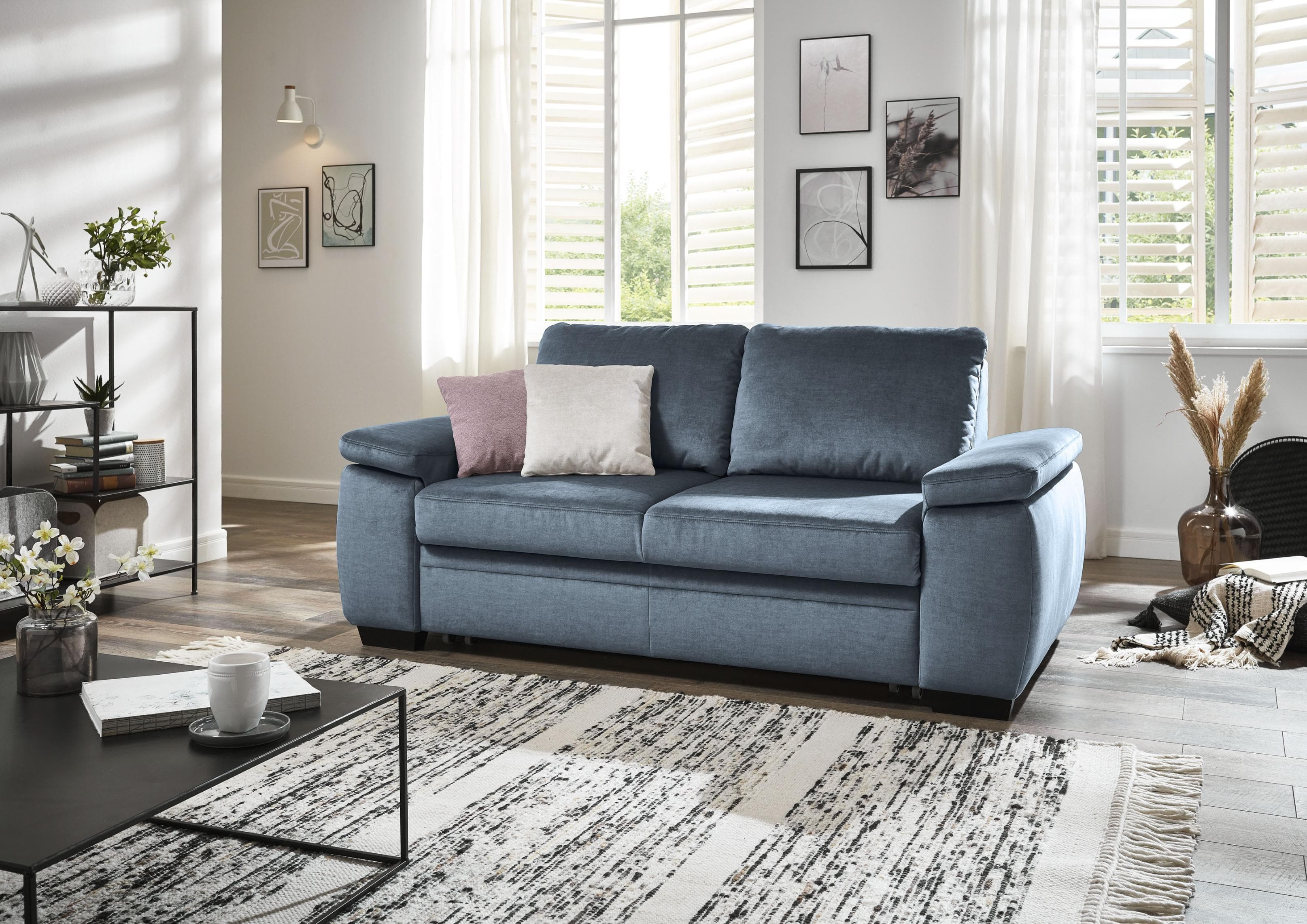 Schlafsofa DIE PLANBAR Marineblau mit Ausziehfunktion