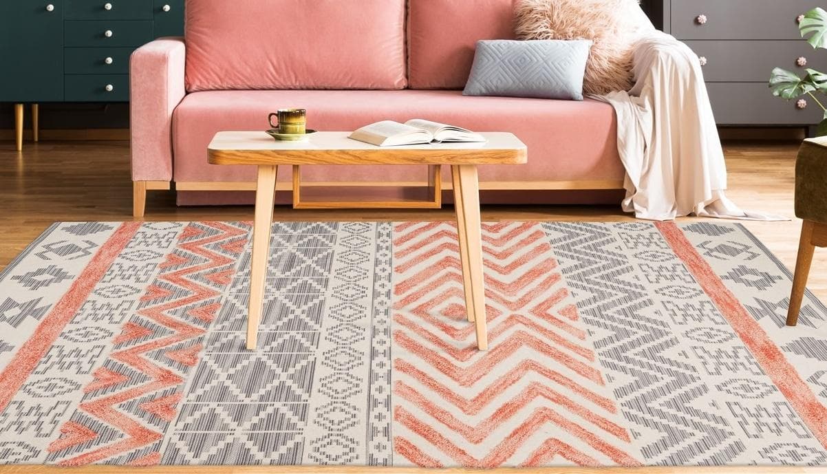 Arte Espina Ethno-Teppich Orange Grau Baumwolle