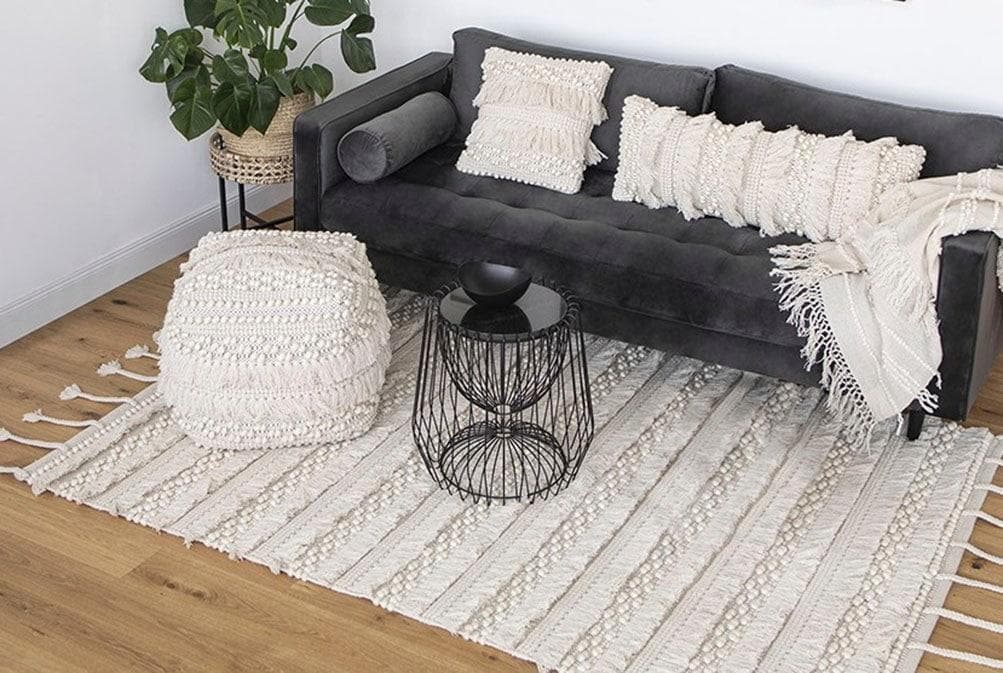 ME GUSTA Wollteppich Boho Beige Handgewebt