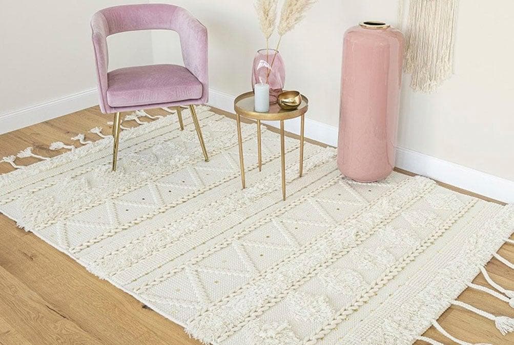ME GUSTA Wollteppich Bohist 525 Beige Handgewebt Boho
