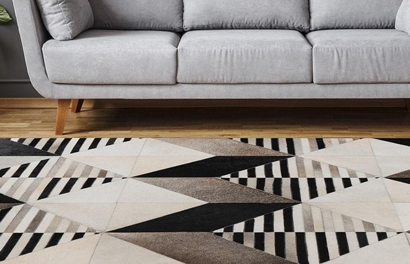 PADIRO Teppich Lavin 425 Schwarz Multi Rindsleder Patchwork