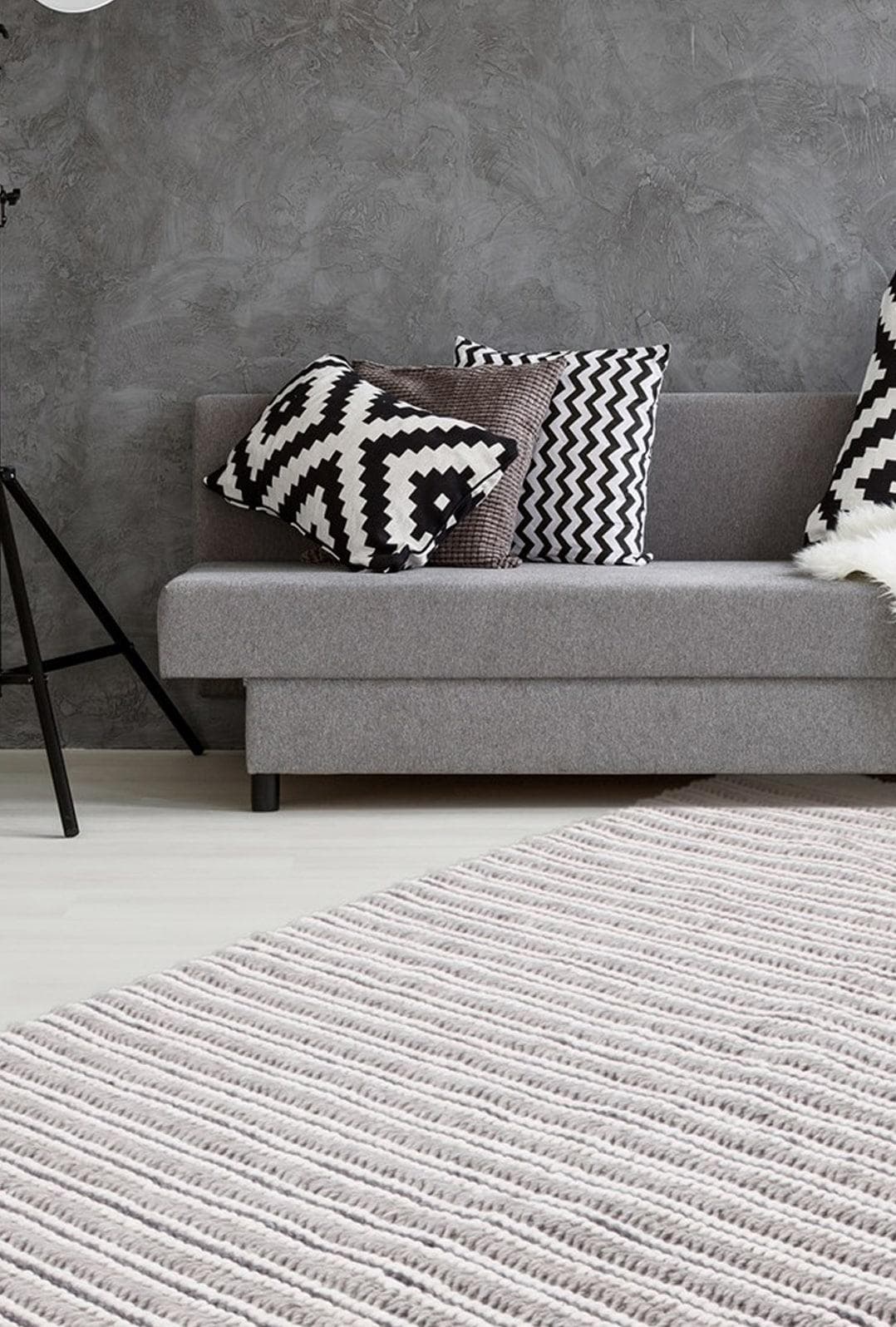 CALO-DELUXE Teppich Bature 200 Beige/Grau Handgewebt mit Fransen