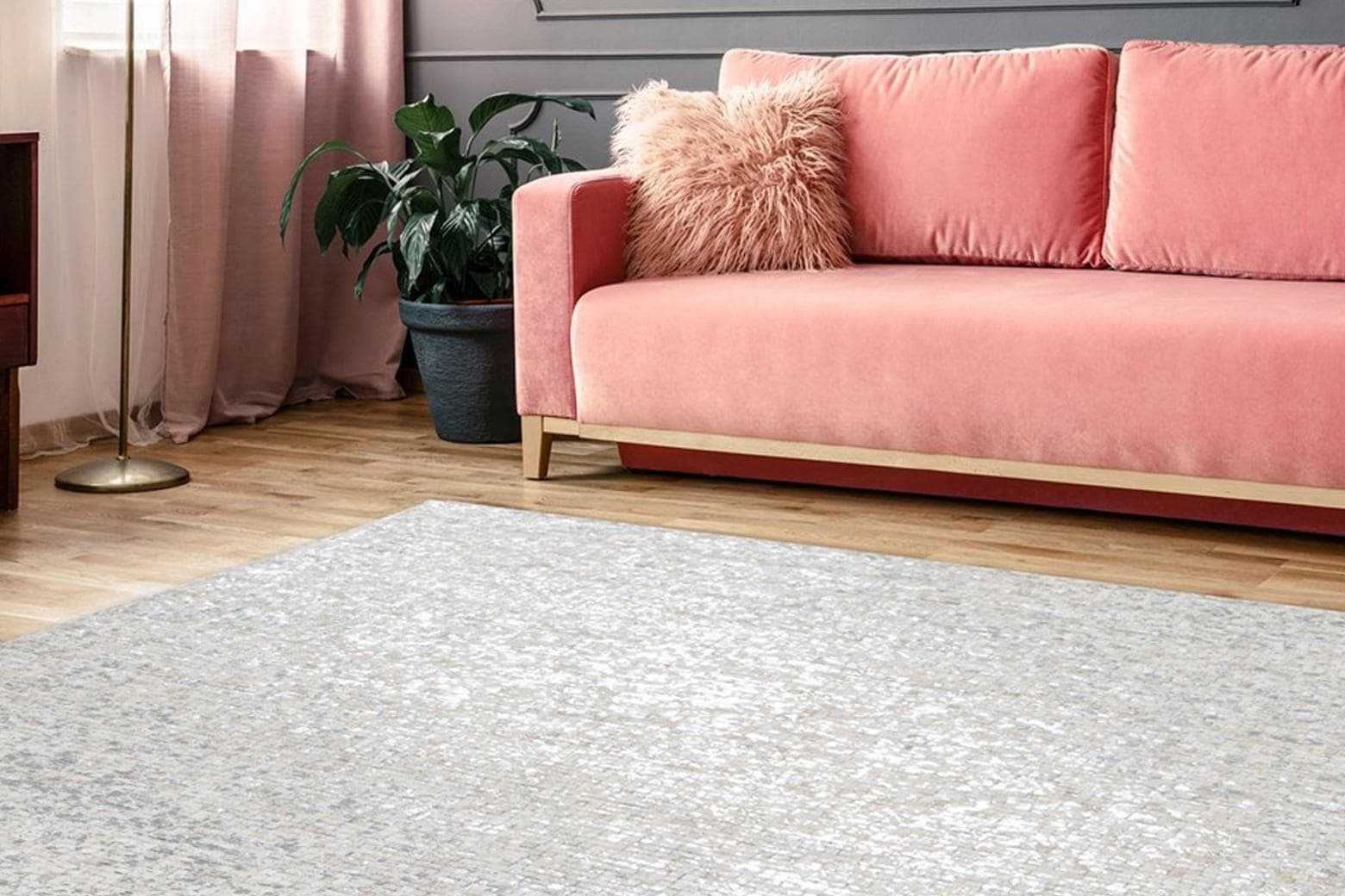 Fellteppich CALO-DELUXE Vezzana 615 Silberfarben/Weiß