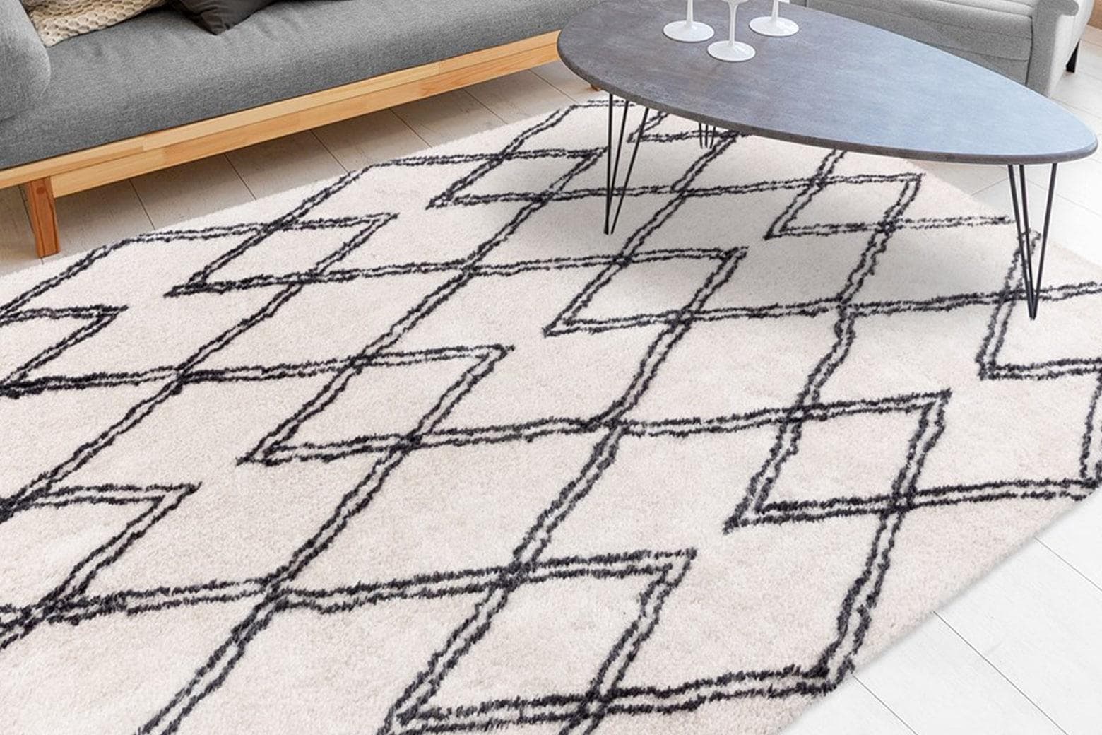 Hochflor-Teppich MY HOME Leasly Retro Rauten-Muster