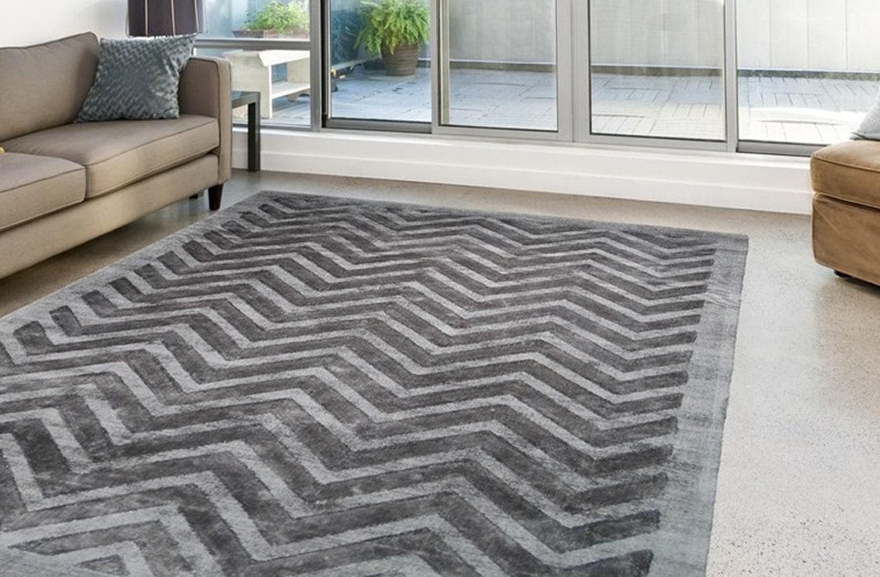 CALO-DELUXE Teppich Viteox 410 Grau Kurzflor Retro-Look