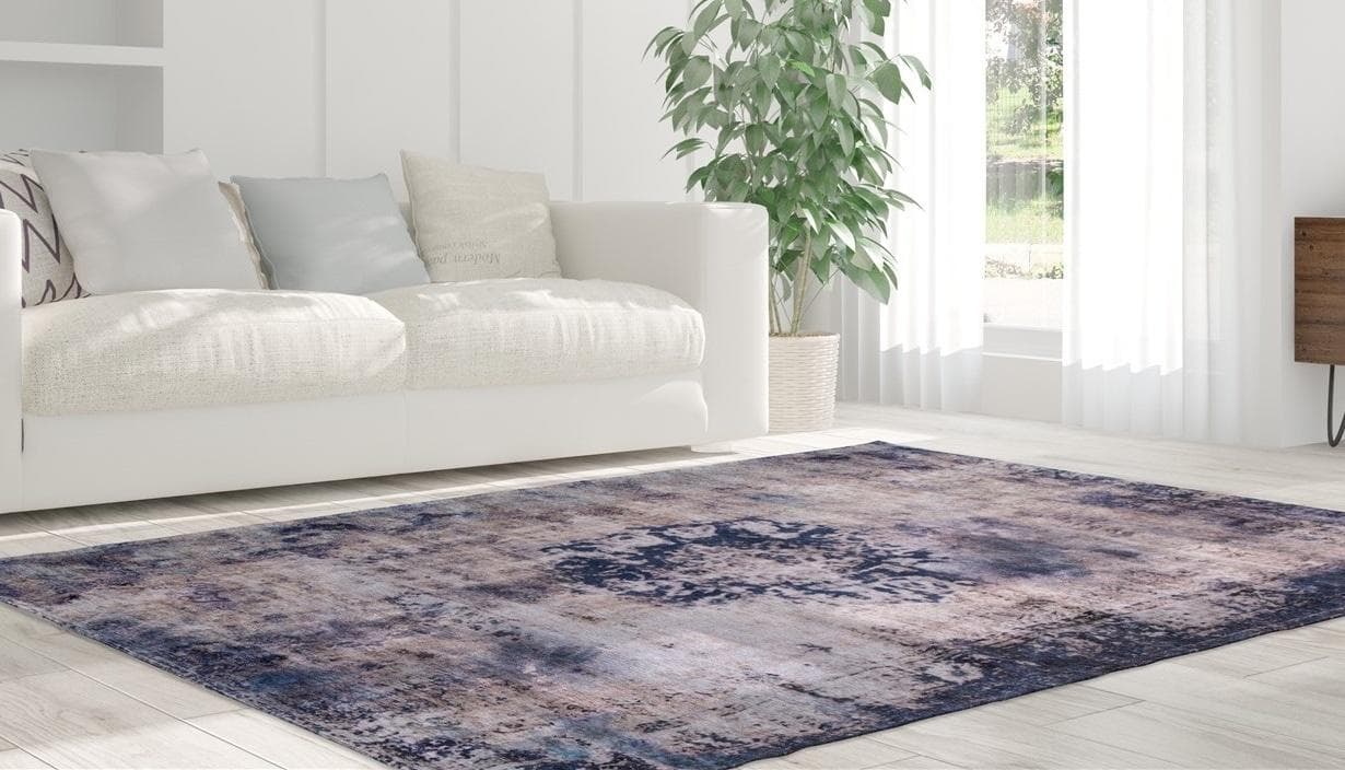 Calo-deluxe Layata 8034 Kurzflorteppich Vintage Blau