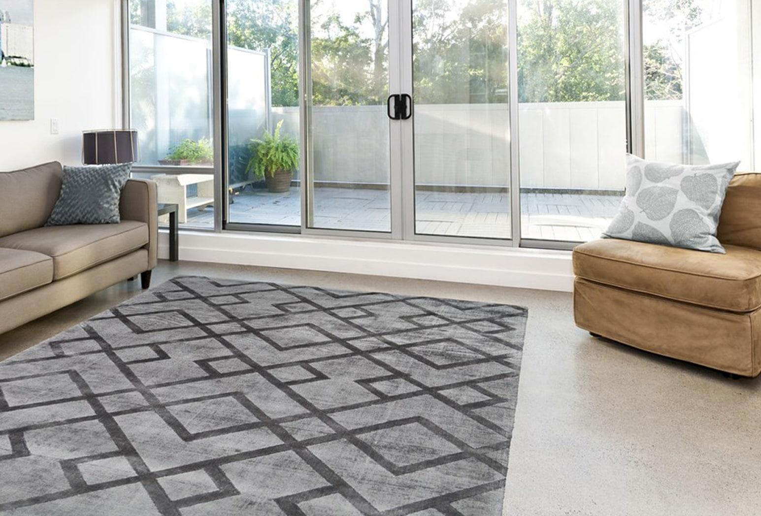 Retro Kurzflorteppich in grau, 120x170 cm