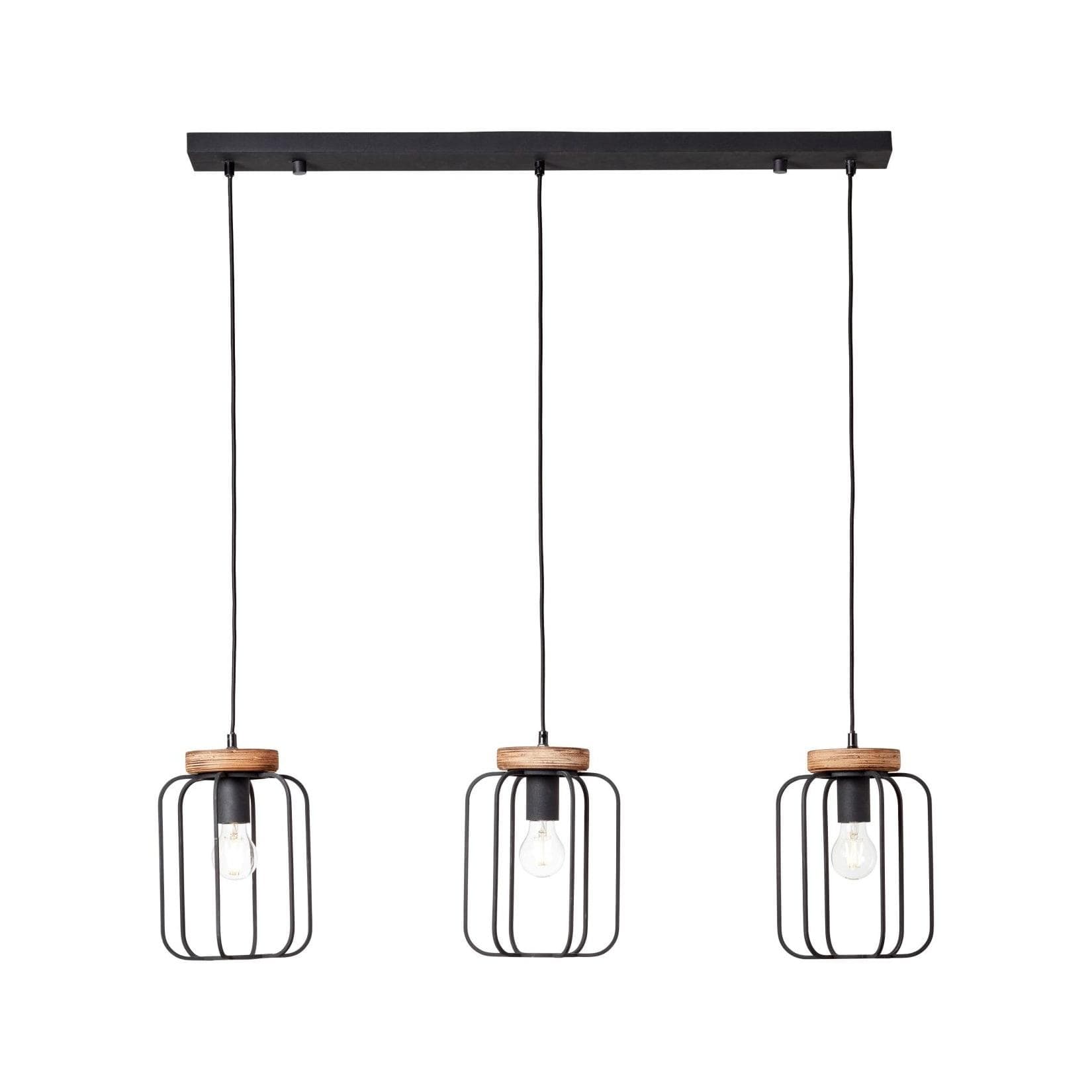 Brilliant Pendelleuchte Tosh 3-flammig Schwarz/Braun Holz