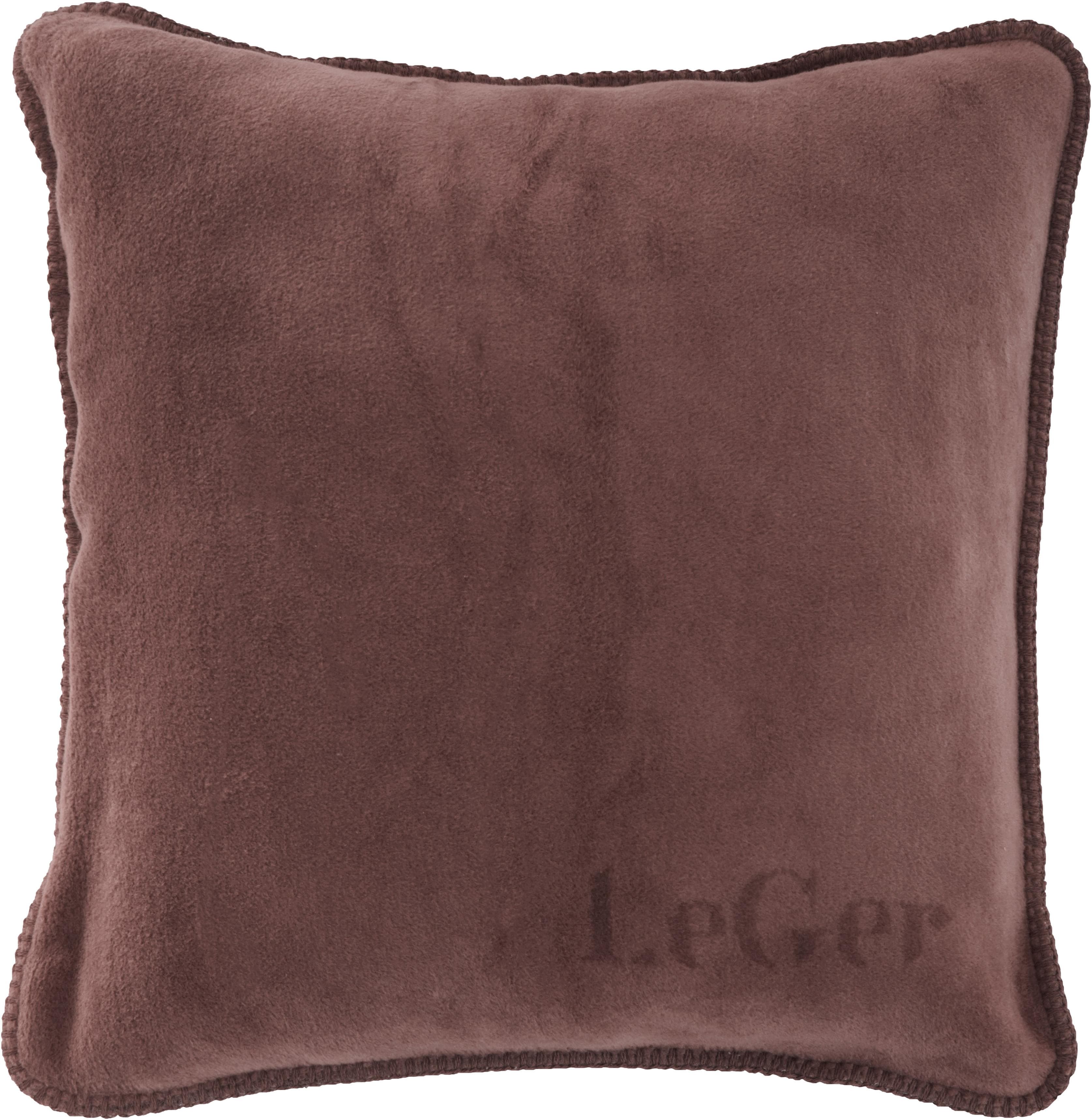 LeGer Home Dekokissen Anisa Braun 50x50 cm mit Schriftzug