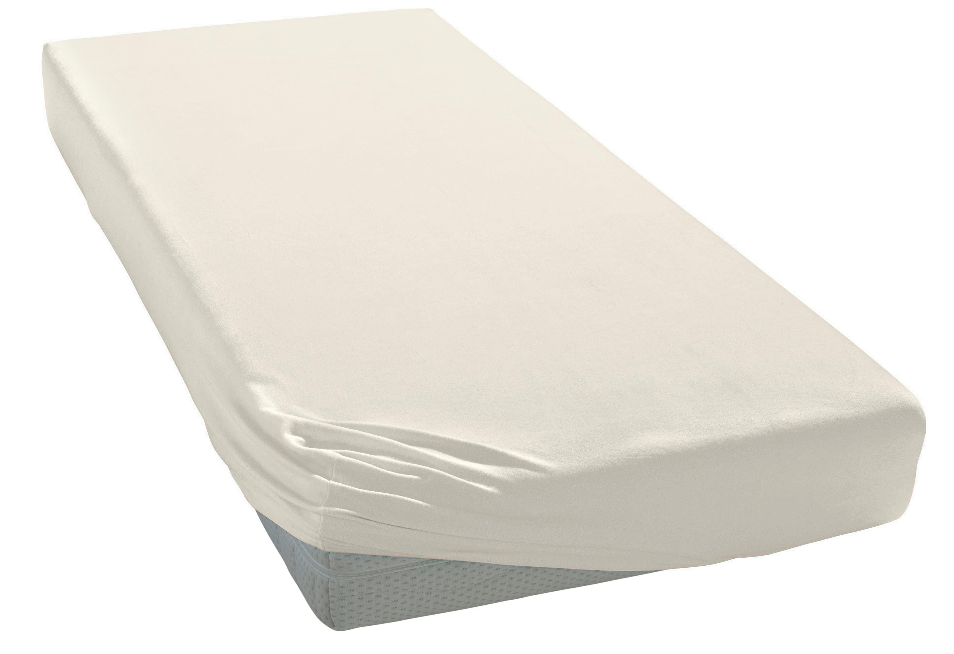 Elegante Spannbettlaken Uni Wollweiß Mako-Jersey 100x190-200