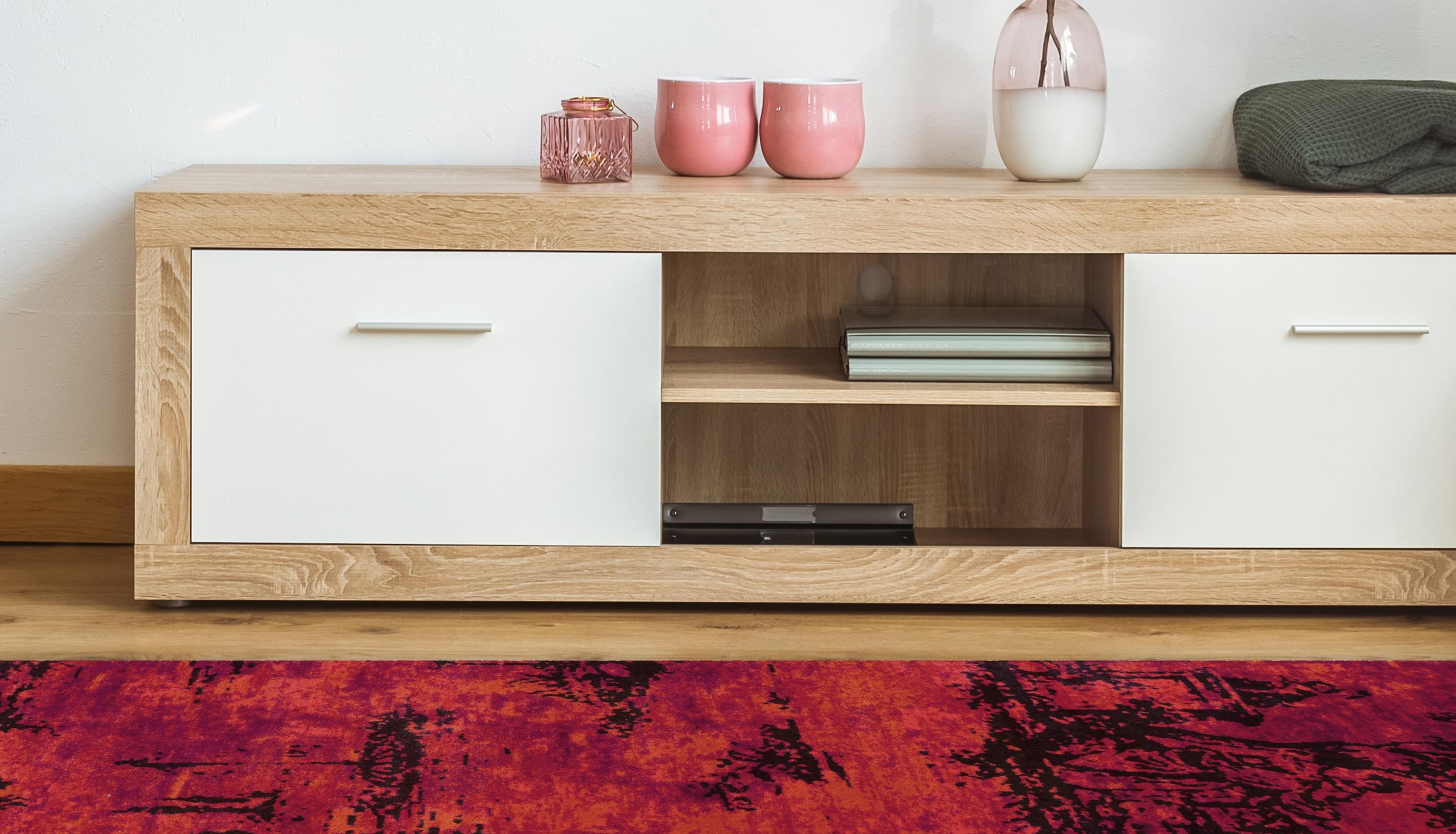 Arte Espina Vintage Teppich Rot Flachflor Pflegeleicht