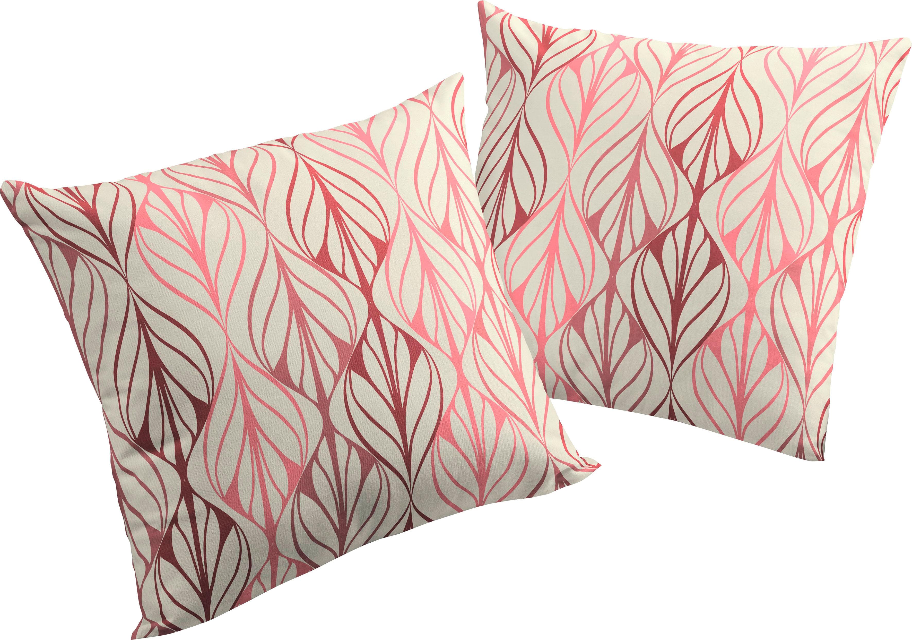 ADAM Kissenhülle Wave Rosa Rot Wellenmuster Bio-Baumwolle Leinen