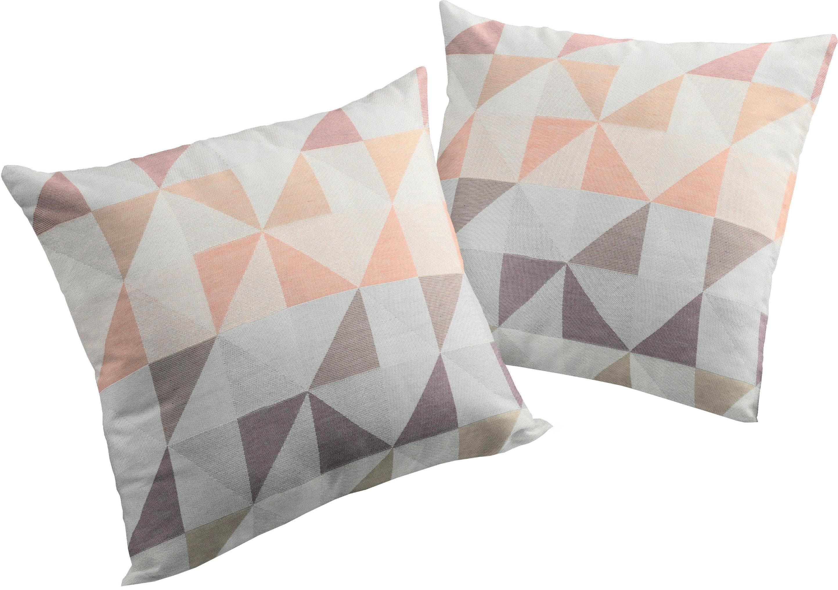 WIRTH Dekokissen "Berlare" 2er Pack Rosé/Violett 60x40 cm Polyester-Baumwolle
