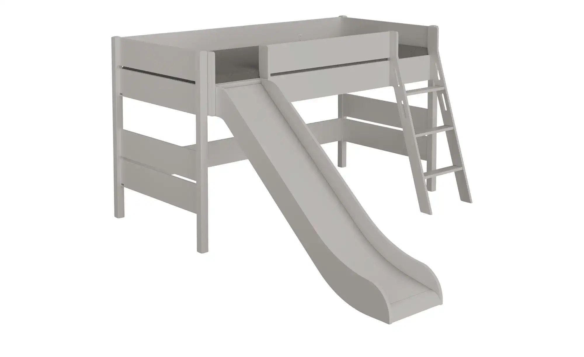 PAIDI Spielbett Tiago Kieselgrau mit Leiter und Rutsche