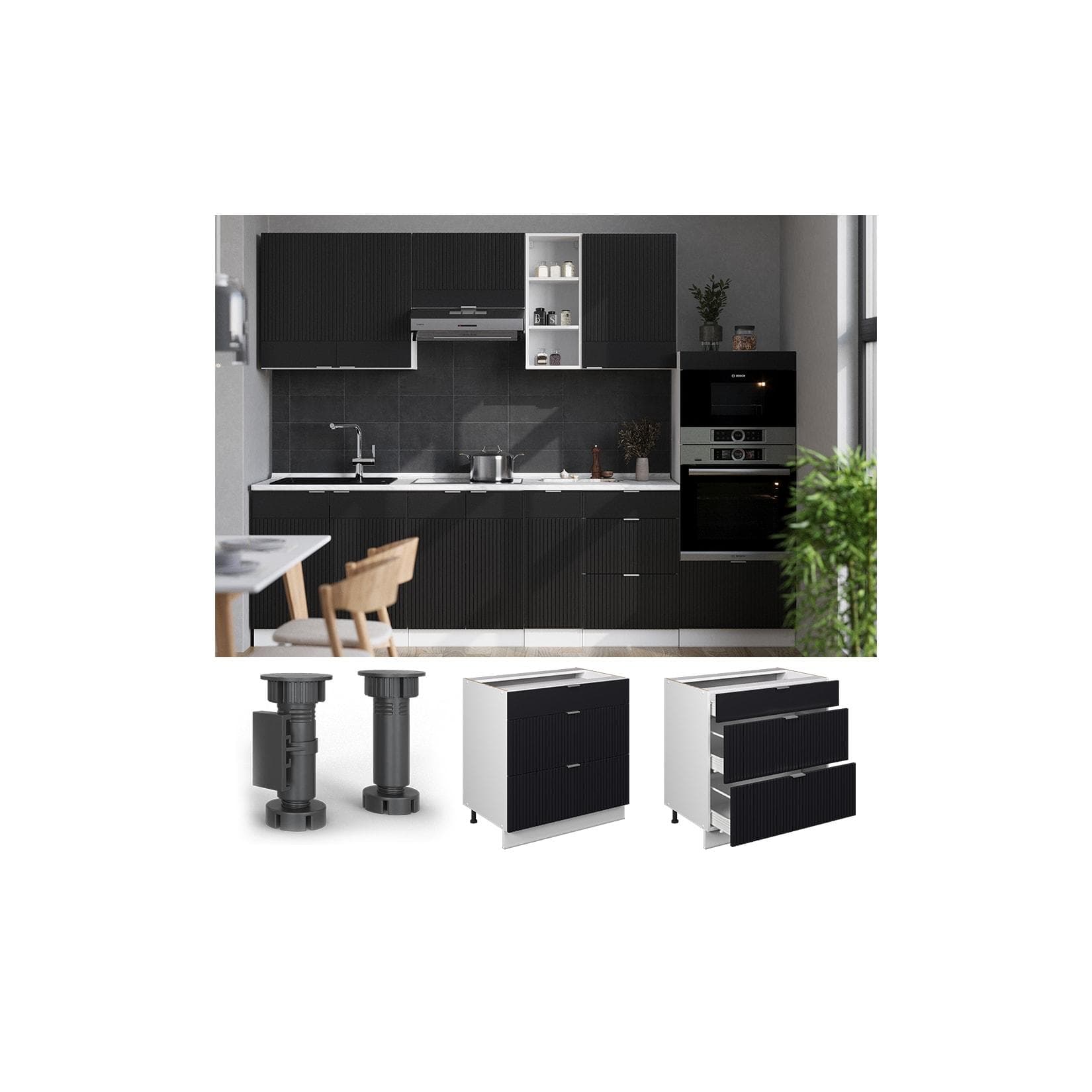 Vicco Schubladenunterschrank Fame-Line Weiß Schwarz Anthrazit 80 cm