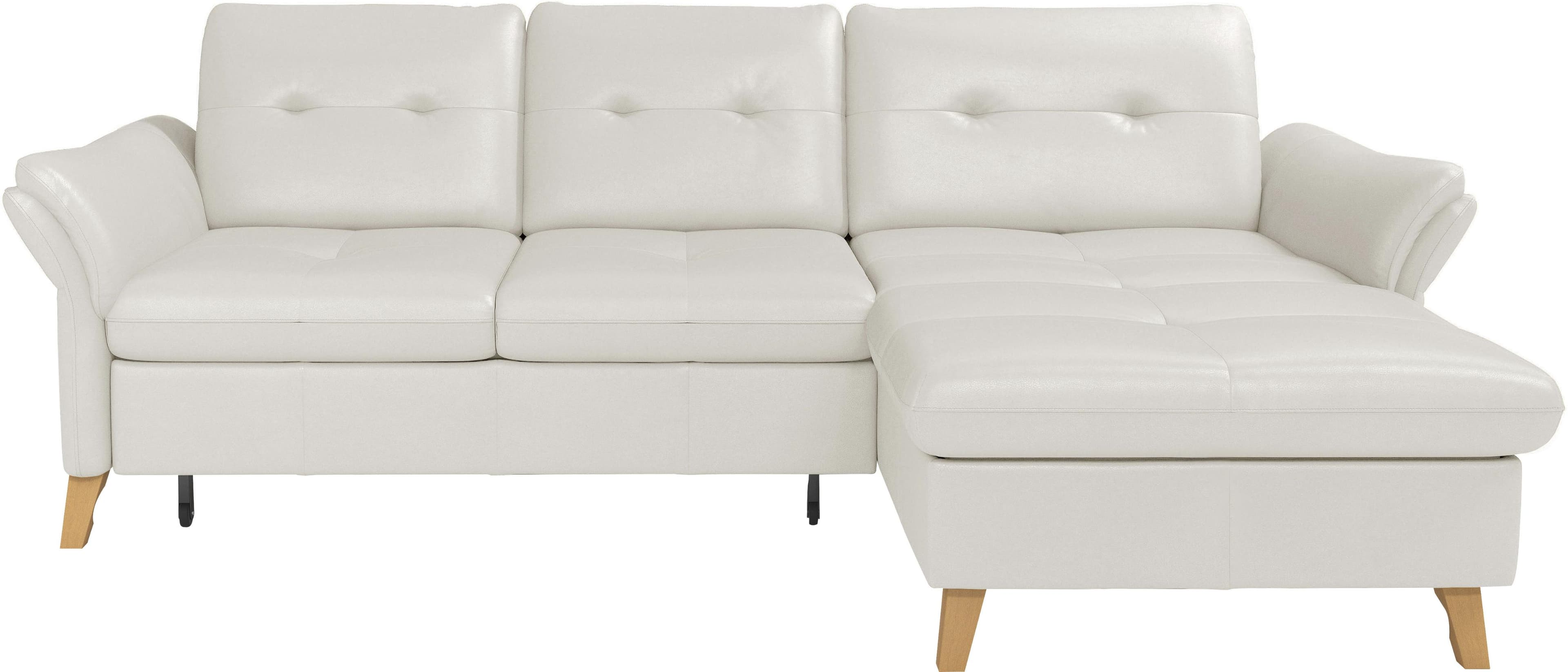 SIT & MORE Ecksofa Göteborg Weiß NaturLEDER Sitztiefenverstellung