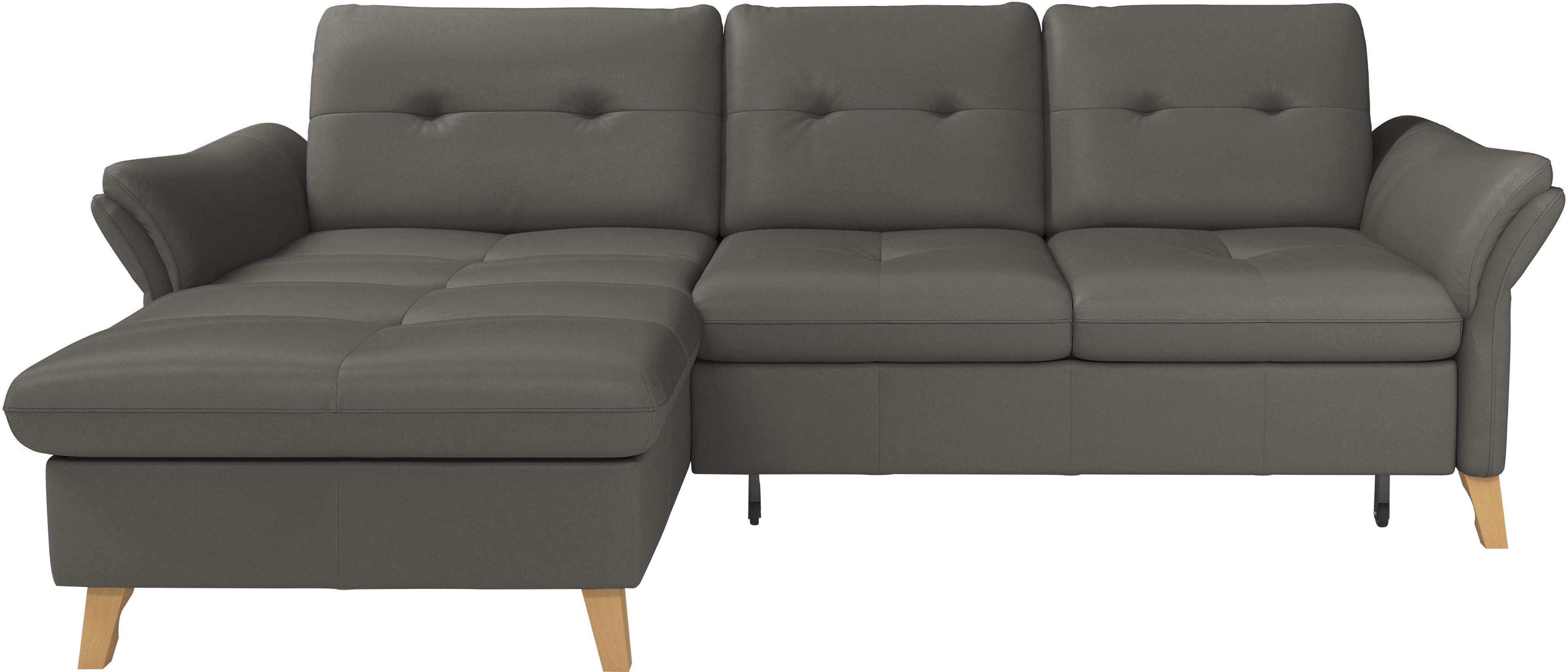 SIT & MORE Ecksofa Göteborg Mocca NaturLEDER Sitztiefenverstellung Recamiere