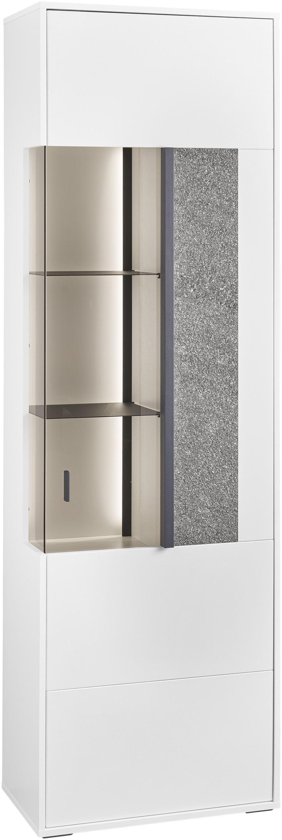 Vitrine Deltona Weiß Holzwerkstoff mit LED-Beleuchtung