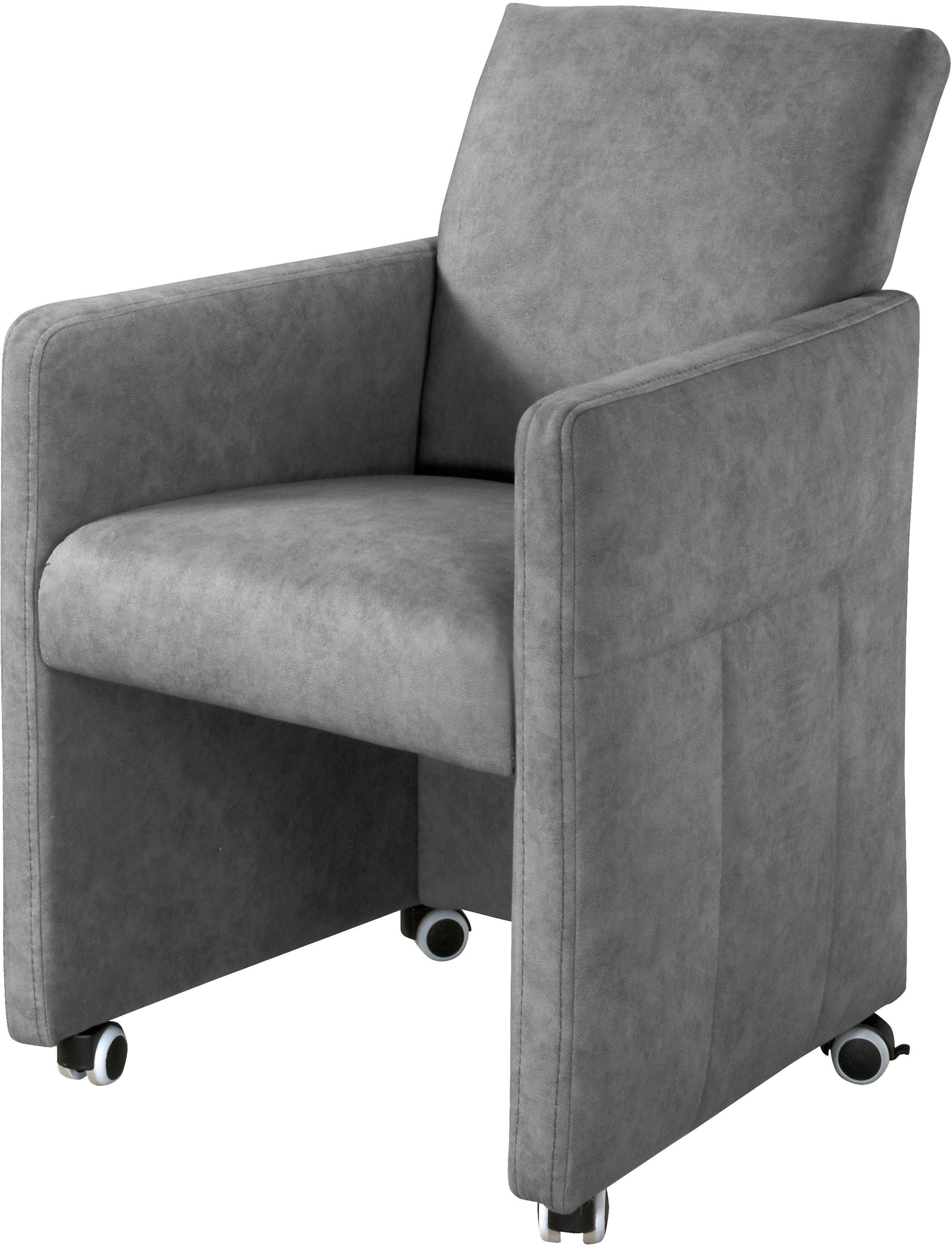 EXXPO Esszimmersessel SOFA FASHION Grau Microfaser auf Rollen