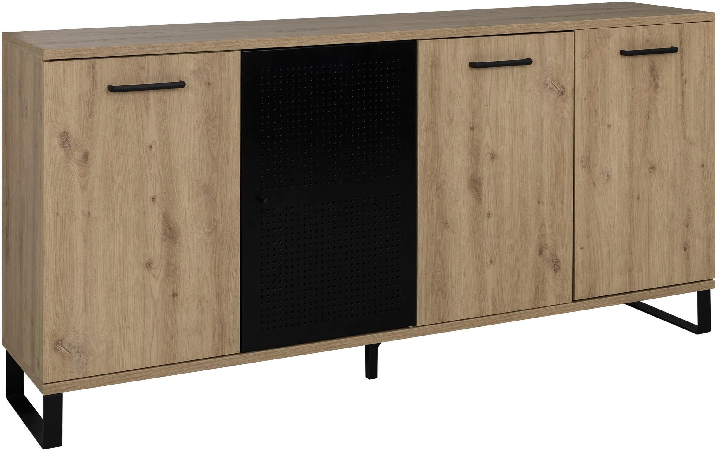 Sideboard GAMI CRAFT Artisan Eiche Nachbildung Schwarz 178x86x41 cm Metall Spanplatte