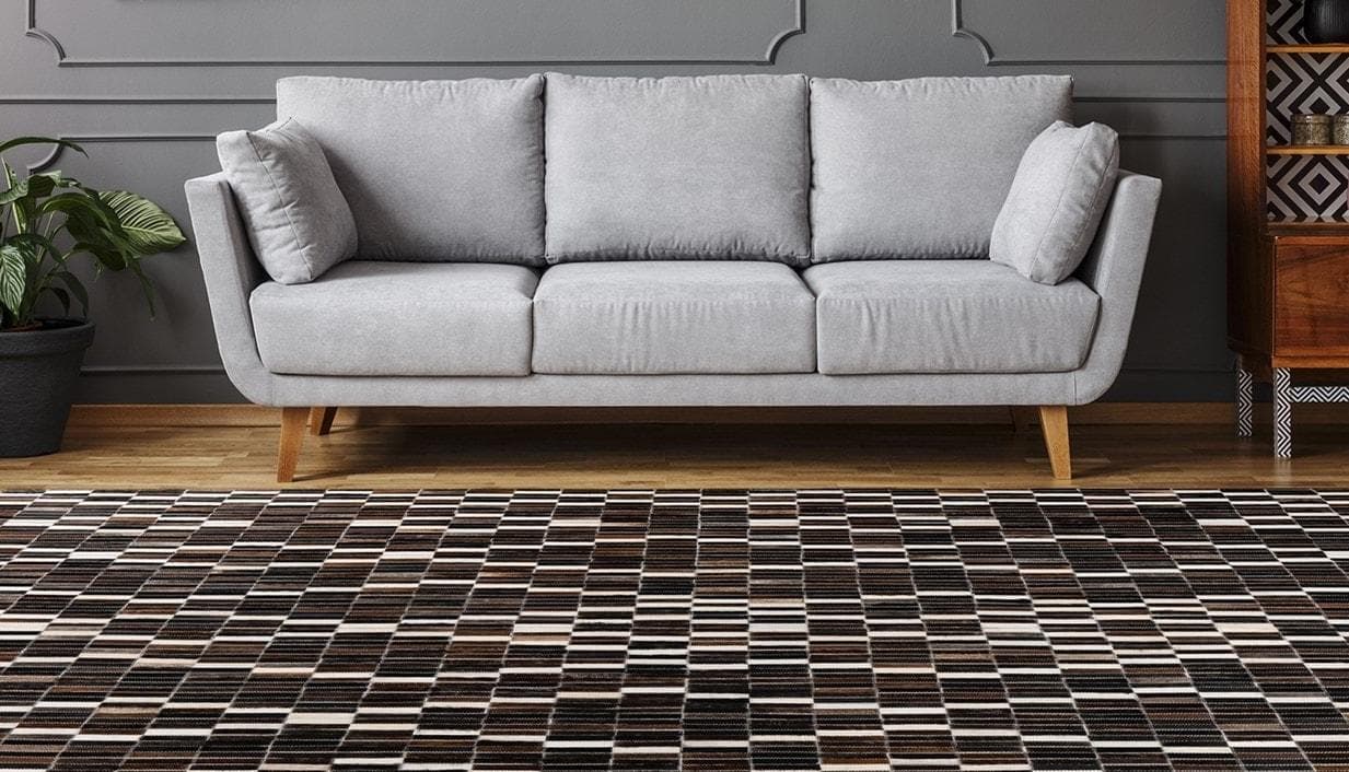 Padiro Teppich Lavin - Handgefertigter Lederteppich im Patchwork-Design