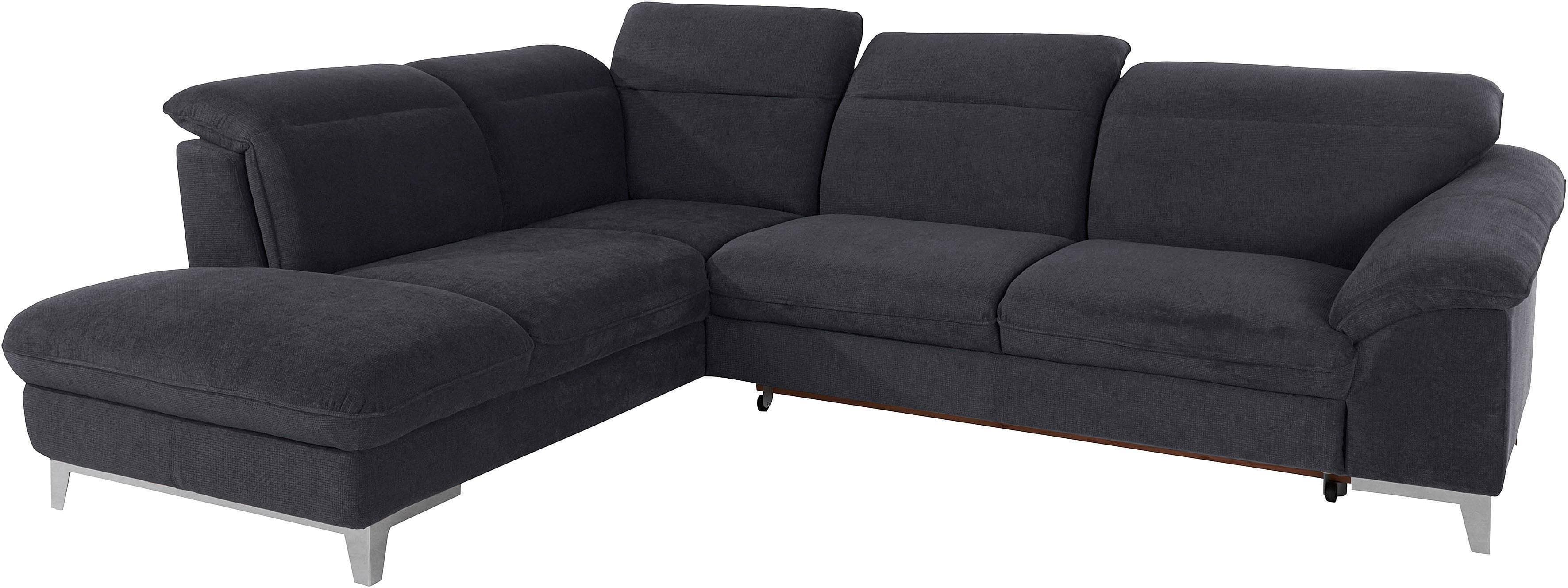 COTTA Ecksofa Teresa L-Form Schwarz mit Kopfteilverstellung