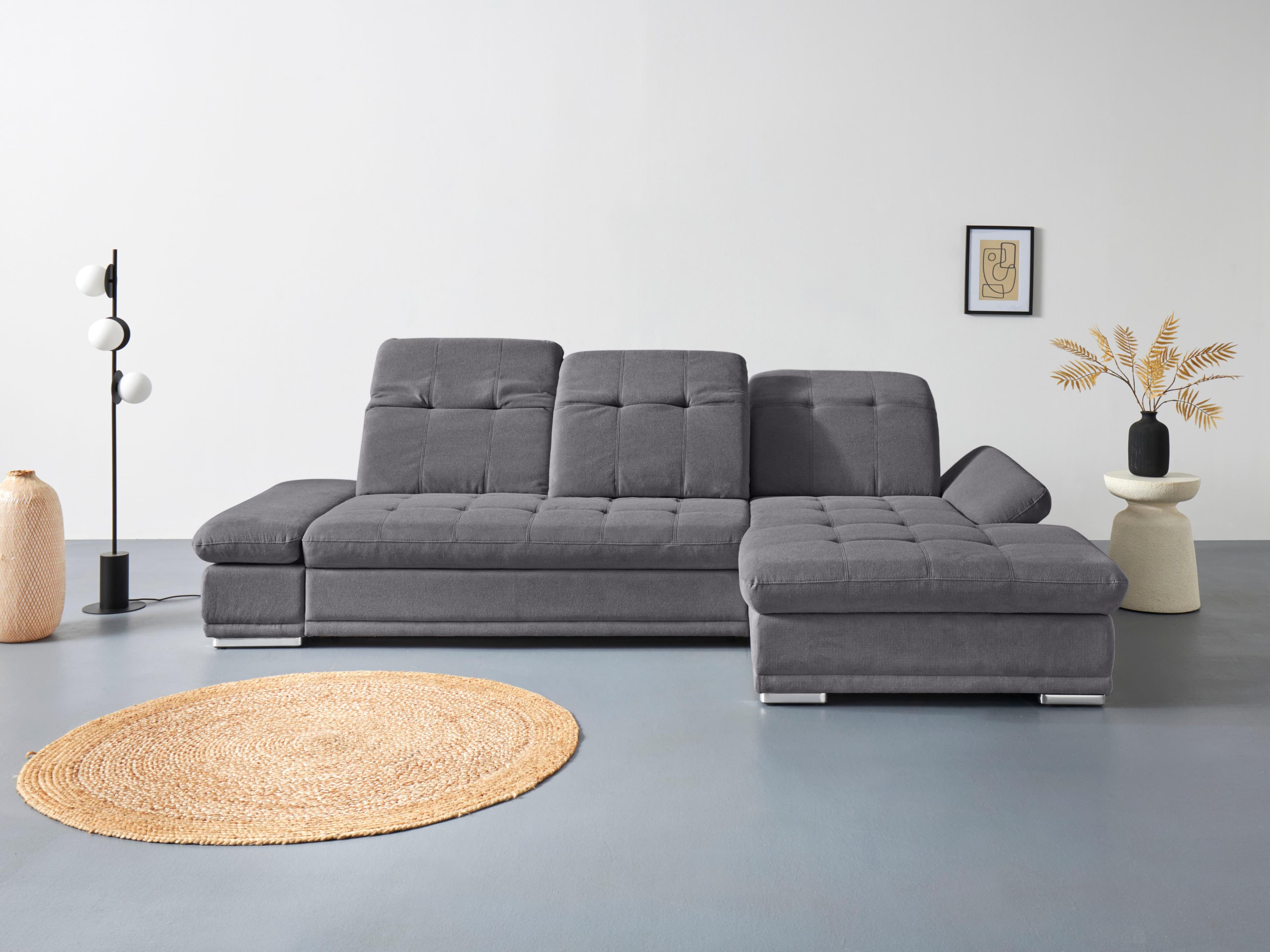 COTTA Ecksofa Holiday L-Form mit Verstellfunktion Grau