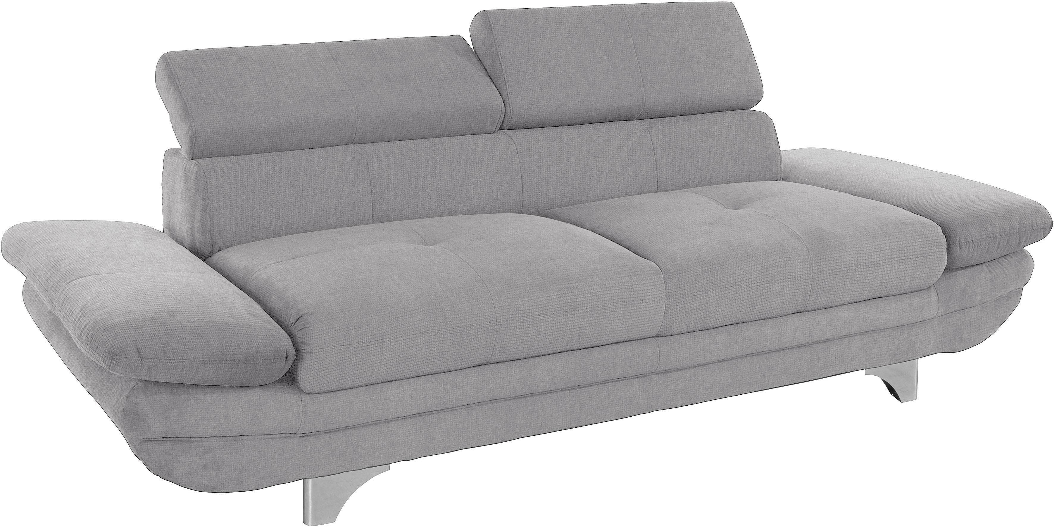 COTTA Enterprise 3-Sitzer Sofa Grau mit Verstellbaren Armlehnen