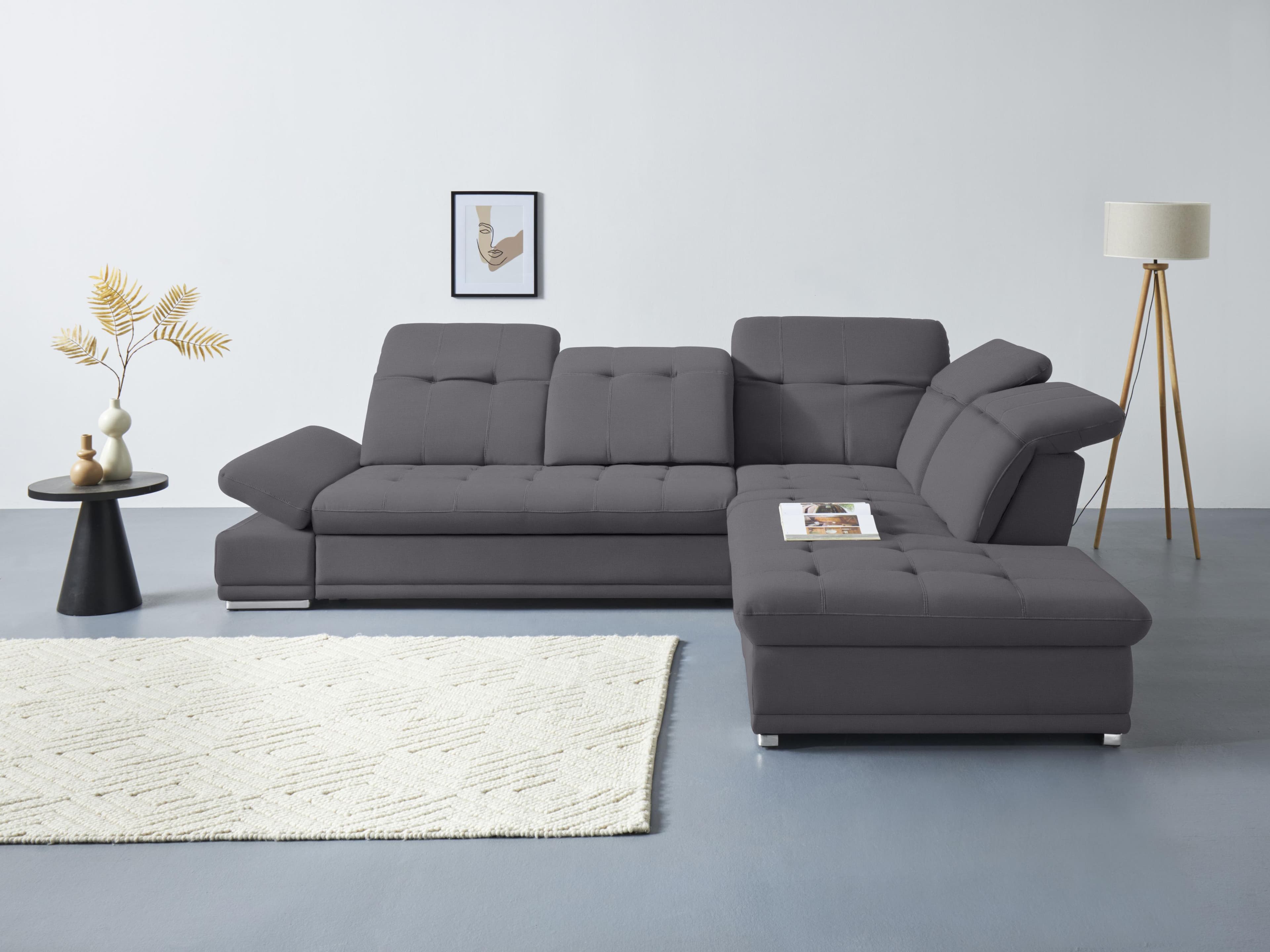 COTTA Ecksofa Holiday L-Form mit Verstellfunktionen Grau
