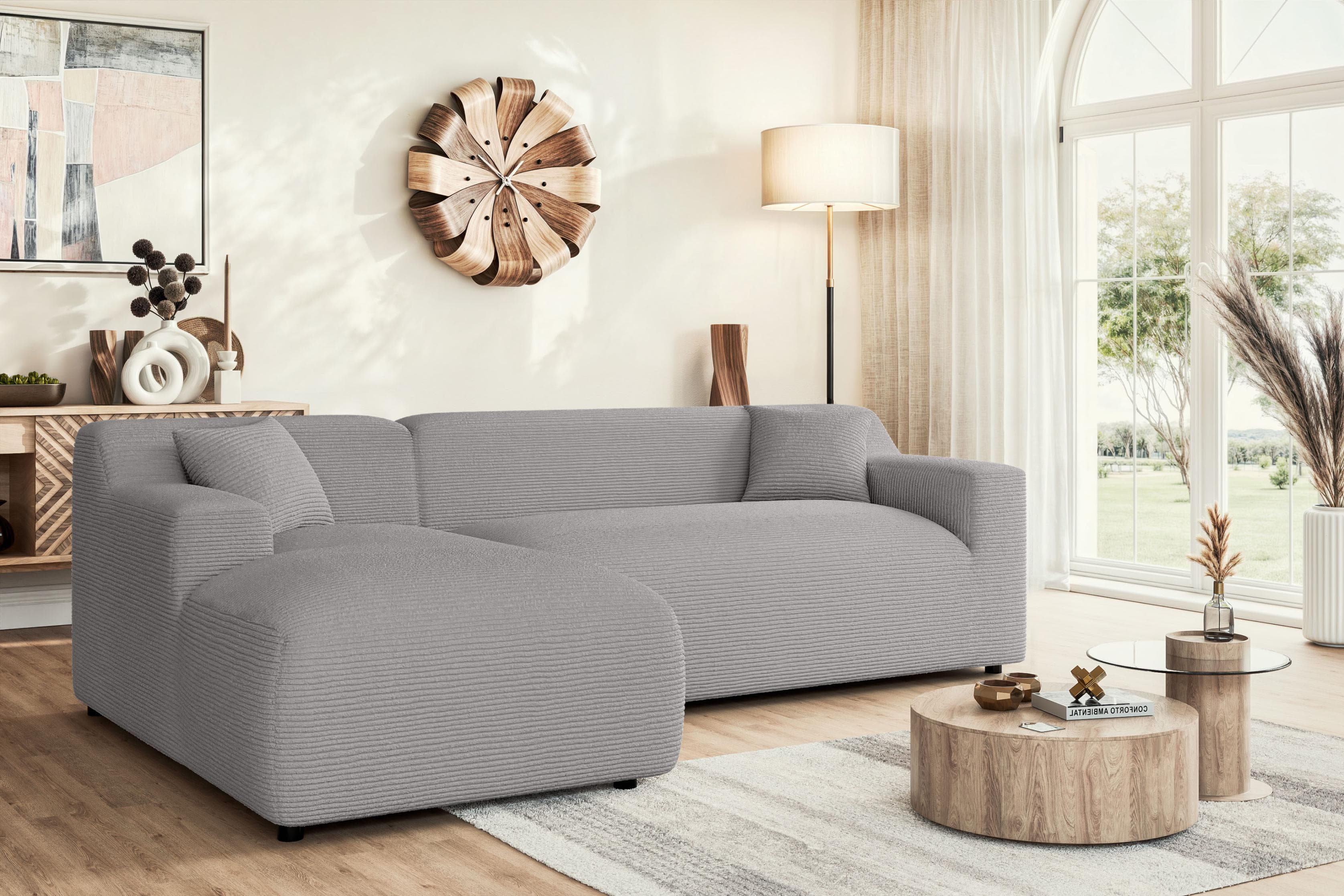 Home Affaire Ecksofa Lilliana L-Form Grau mit Recamiere