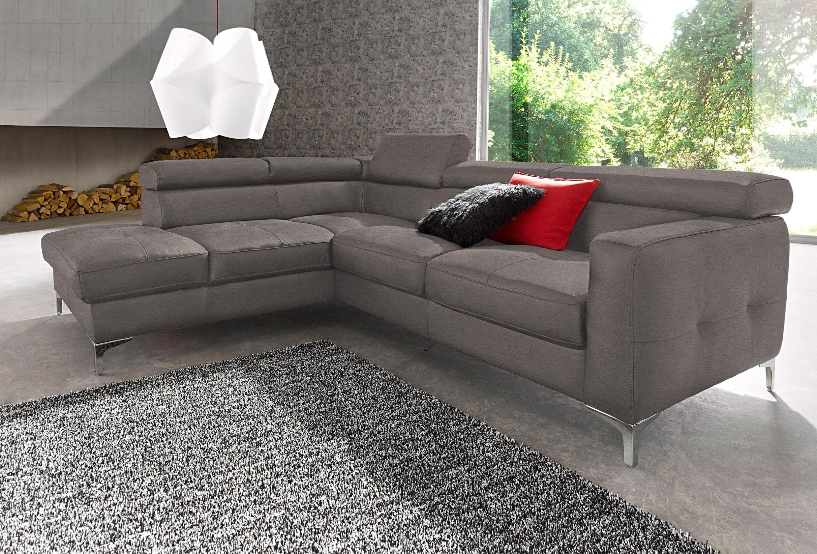 COTTA Ecksofa Sammy L-Form Grau mit Bettfunktion