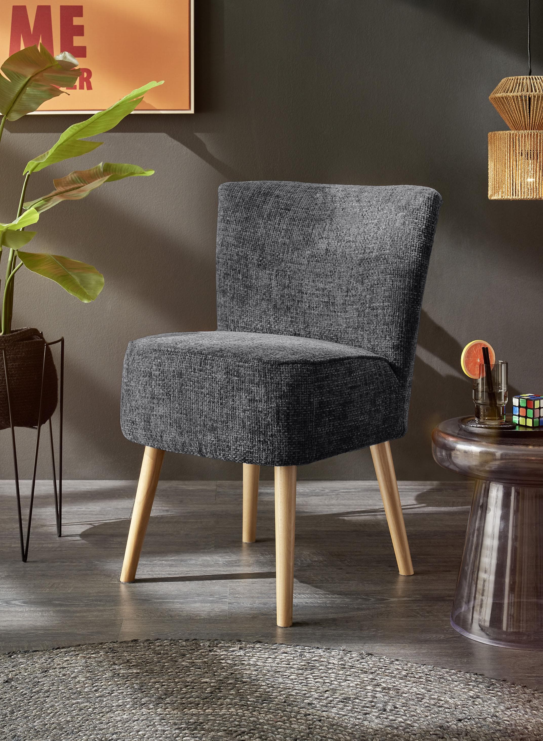 ED EXCITING DESIGN Cocktailsessel Earl Grau Microvelours