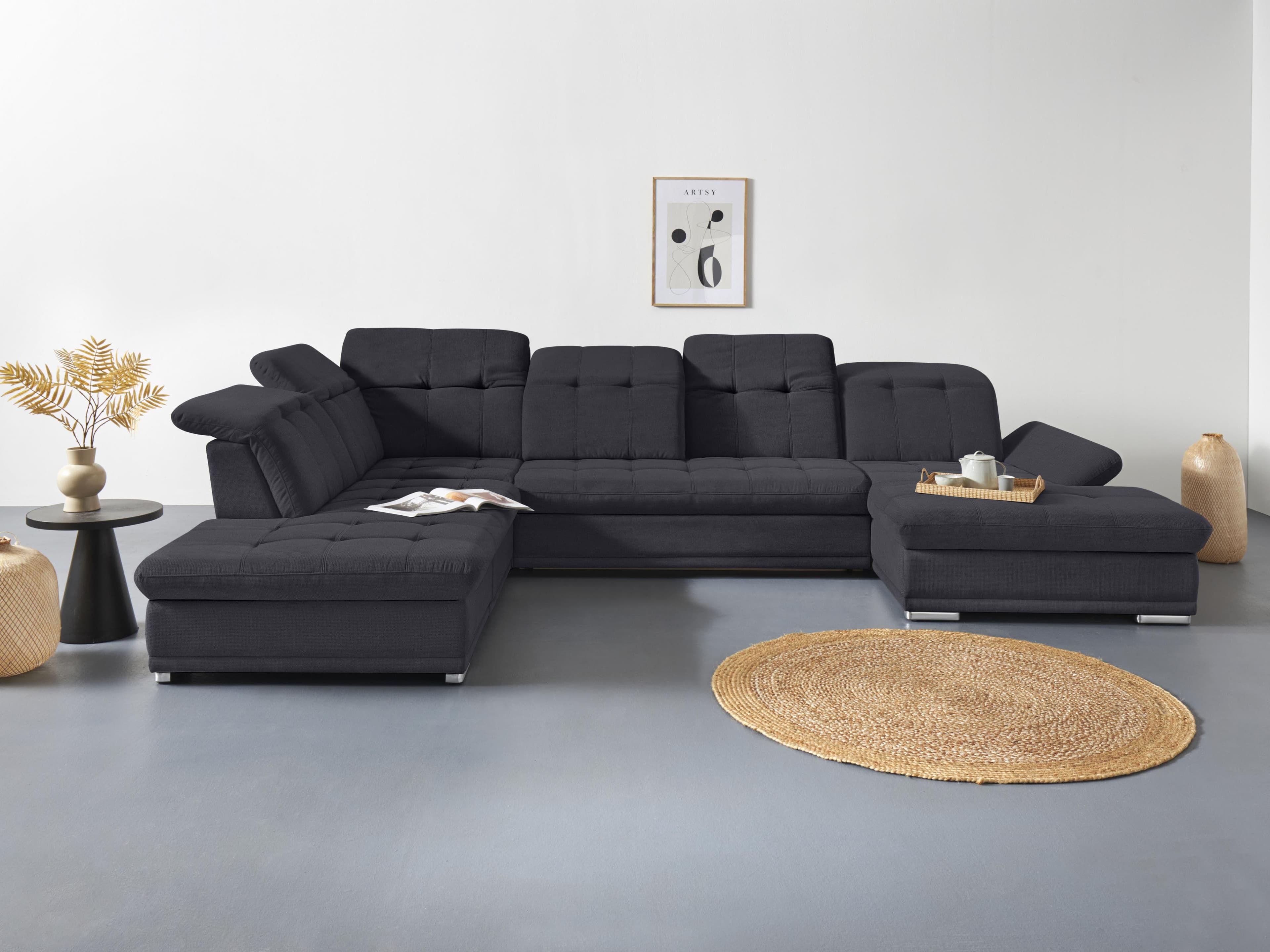 U-förmige Wohnlandschaft mit Sitztiefenverstellung & optionalem Schlafsystem