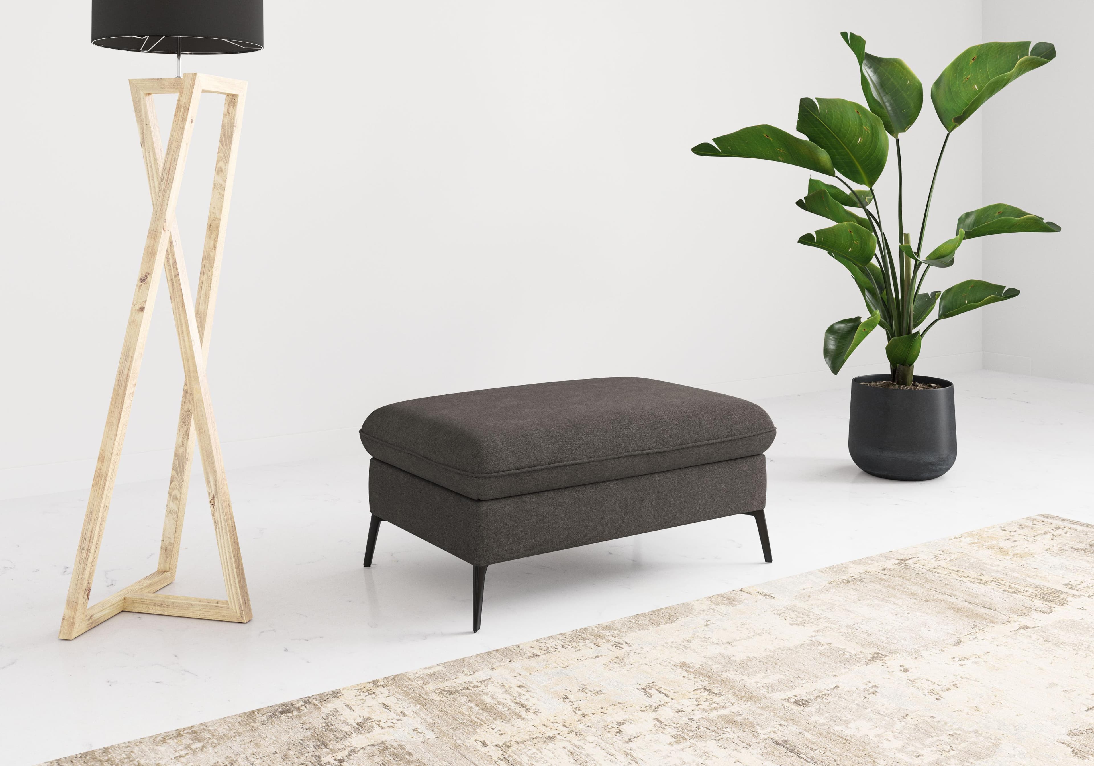 SIT & MORE Polsterhocker Emely Grau mit Stauraum